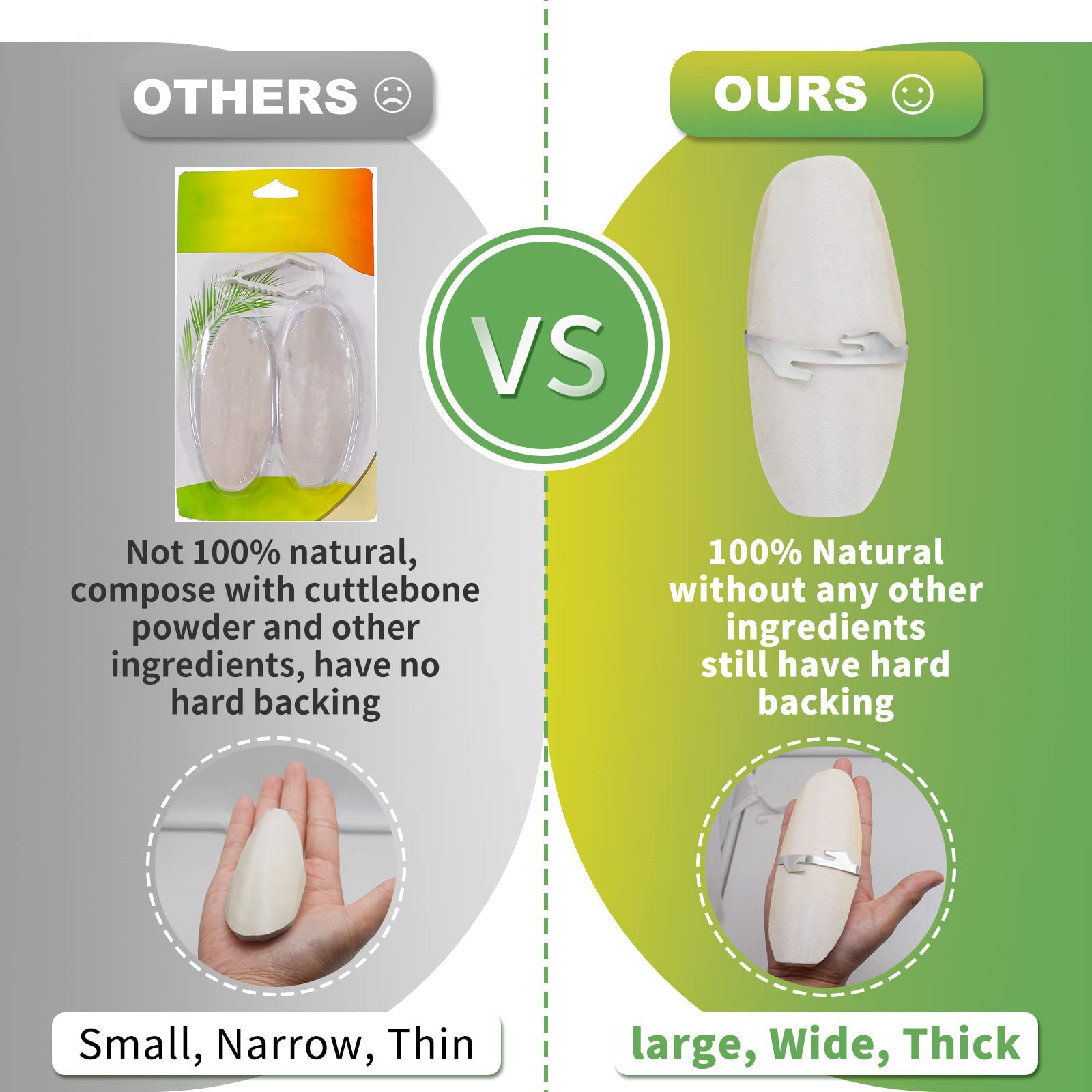 Jmxus 5-5.5 Bird Cuttlebone for Parakeets, Cuddle Bone with Metal Holder, Cuttlefish Bone for Sharp Beaks, Natural Birds Calciu