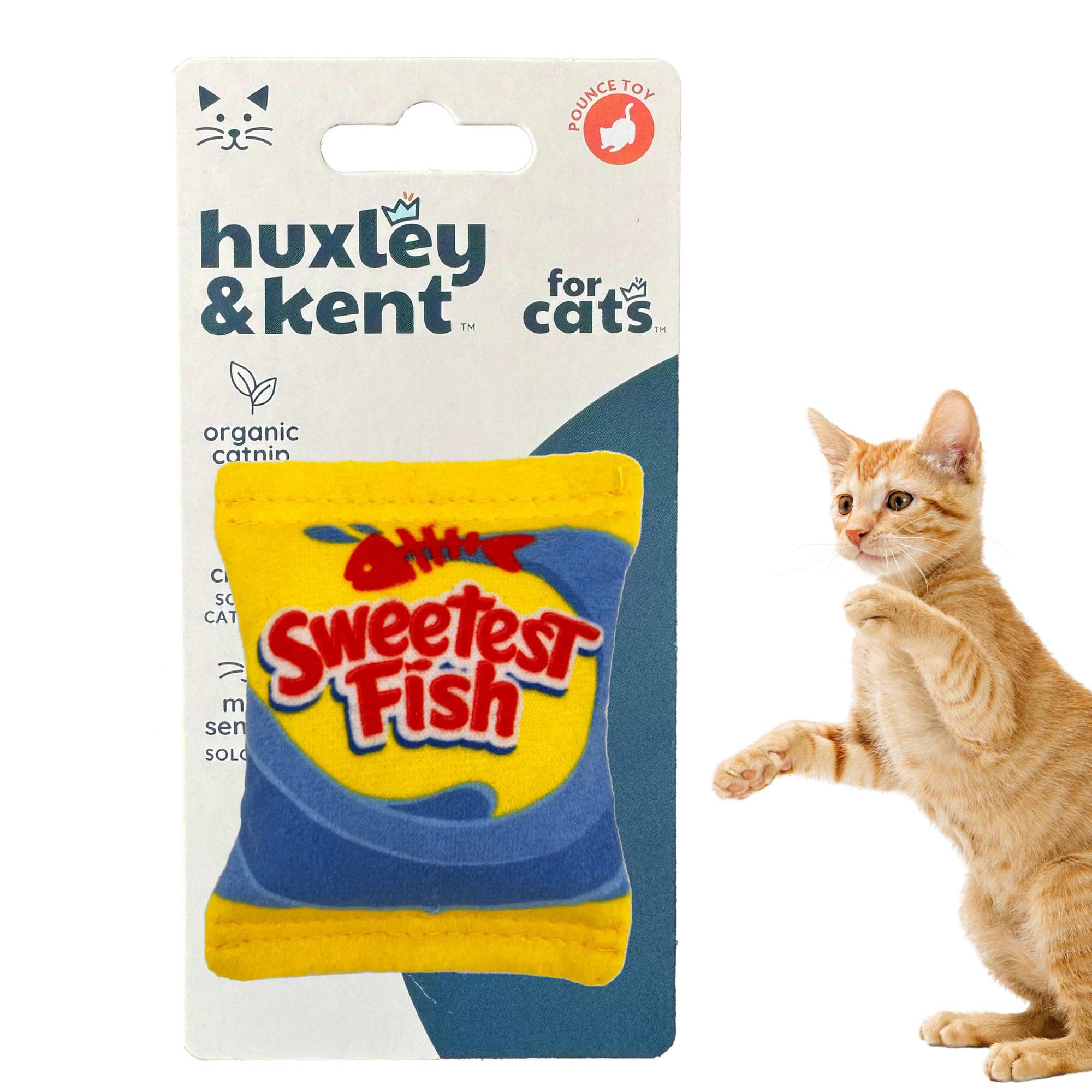 Huxley & Kent Plush Cat Toy - Sweetest Fish - Snack Attack Strong Catnip Filled - Plush Interactive Kitten And Cat Toy With Catn
