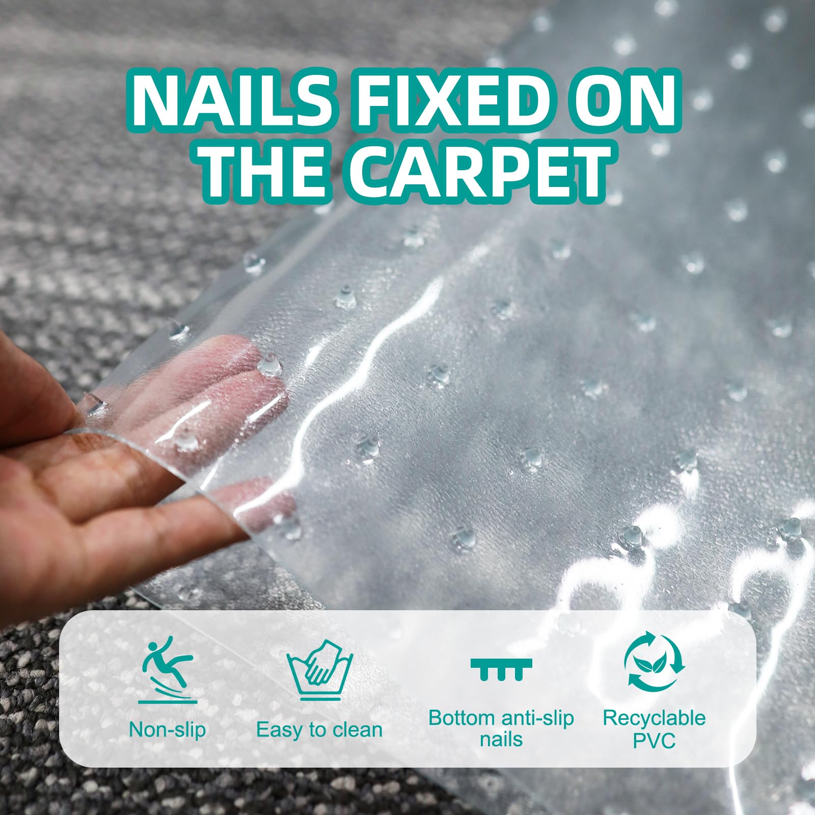 KHS 3PCS Plastic Carpet Protector for Pets, 3.6FT Carpet Scratch Stopper, Stop Cats from Scratching Carpets at Doorways, Easy to