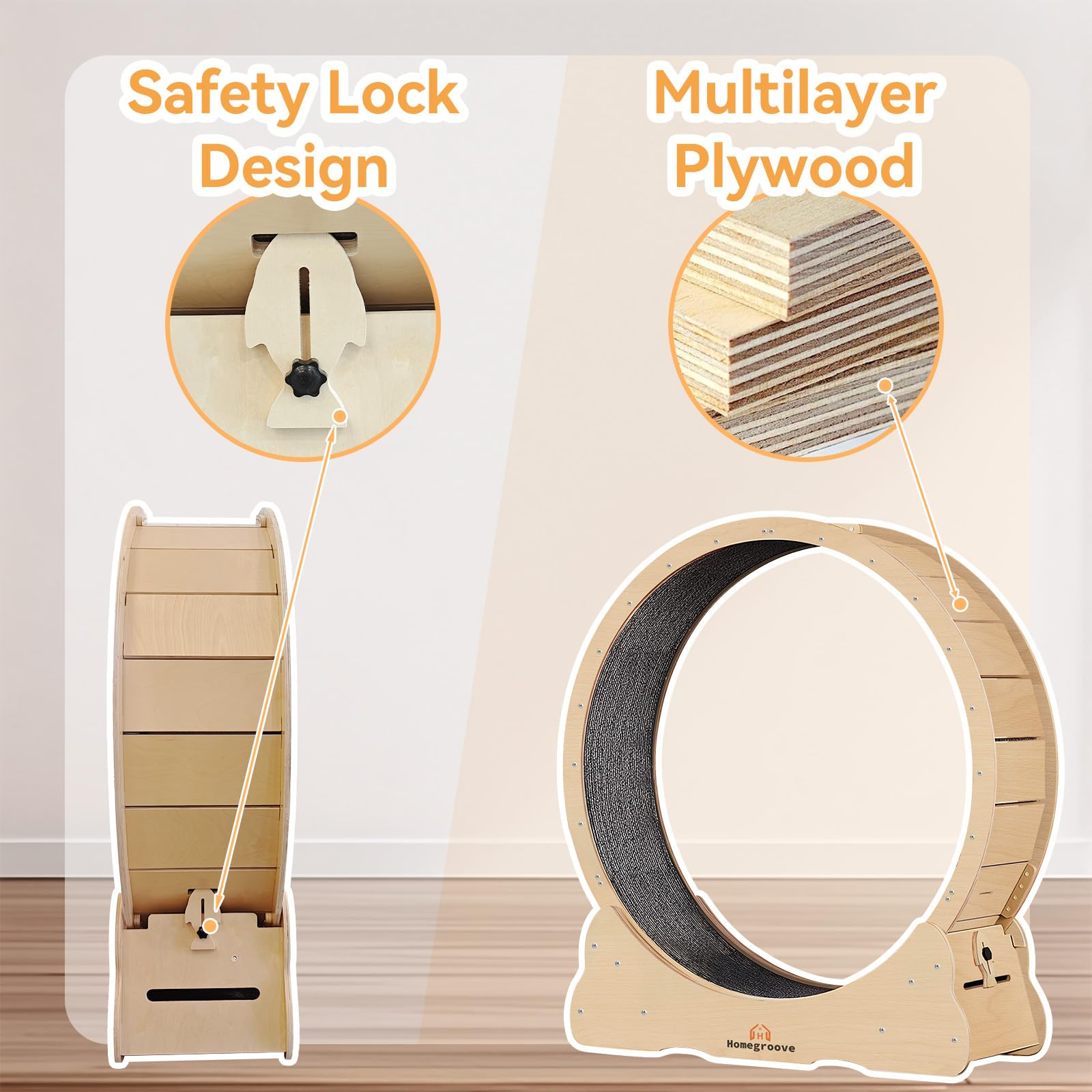 Homegroove Cat Exercise Wheel For Indoor Cats, 46'' Large Xl Cat Running Treadmill Wheel With Carpeted Runway For Kittys Longer