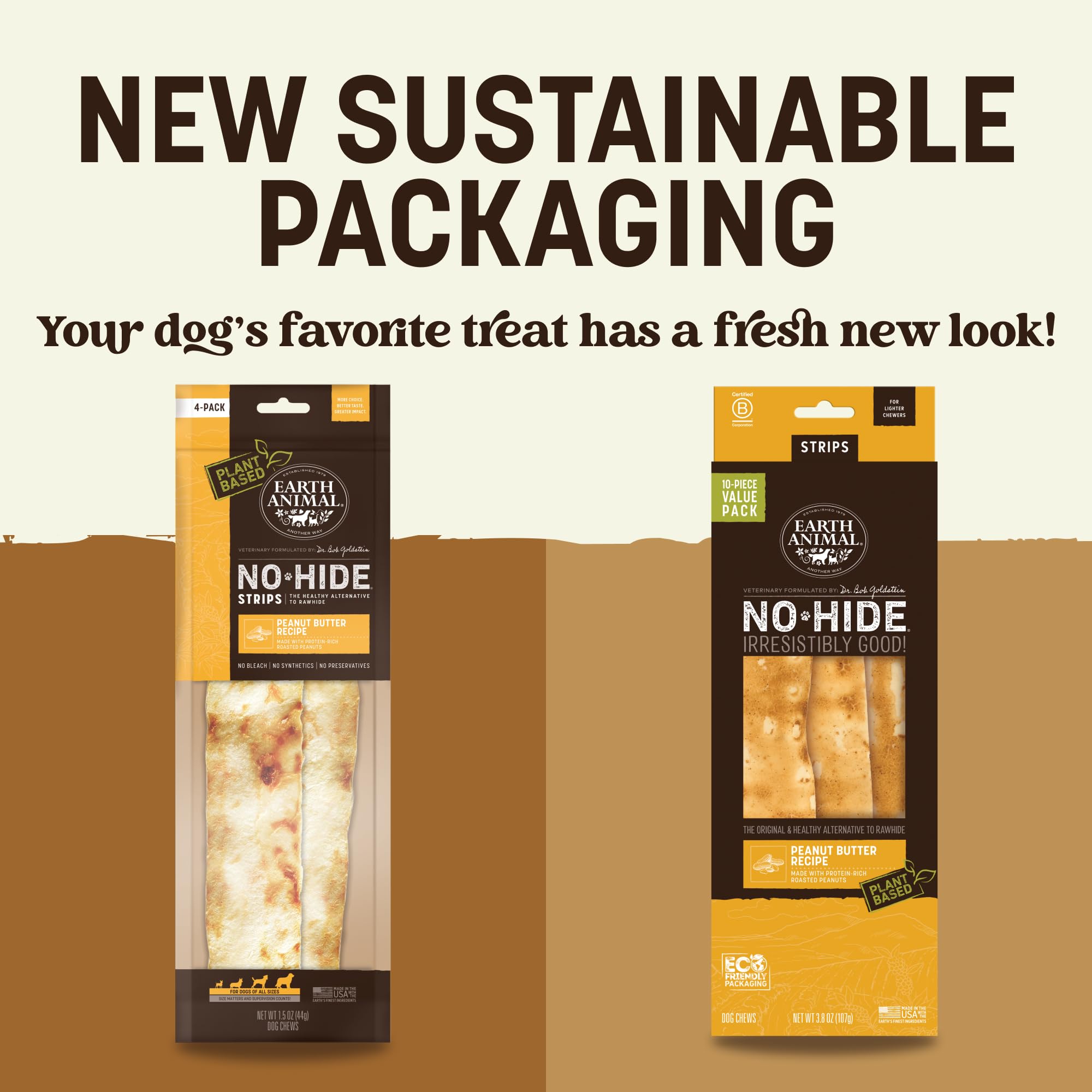 Earth Animal No-Hide Strips Peanut Butter Recipe Natural Rawhide Alternative Dog Chew Treat, Value Pack 3.8 Oz