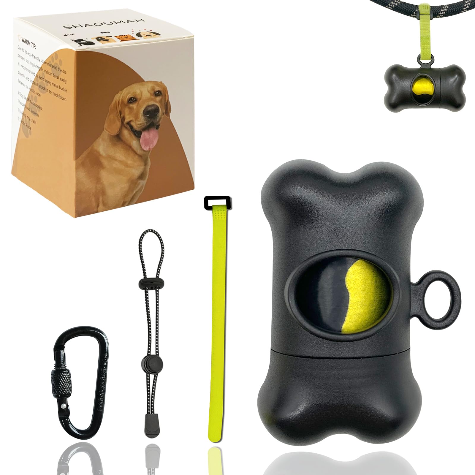 Shaouman Dog Poop Bags Holder For Leash|Dog Baggie Dispenser With 15 Leak-Proof Poo Bags For Leash On The Go For Walking Doggie 