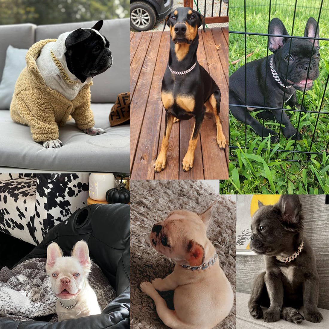 Silver Chain Dog Collar, Bling Diamond Cuban Link Dog Collars Glitter Necklace Rhinestone Puppy Collar For Small Medium Large Pe