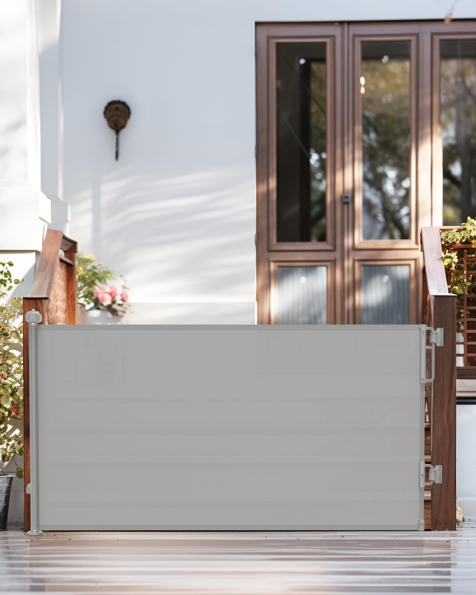 Cumbor 76' Wide Retractable Mesh Baby Gates For Stairs, Long Baby Gate For Doorways, 34' Tall Extra Wide Toddler Gate For Dogs, Child Safety Gates For Room, Hallways, Doggy Gate Indoor/Outdoor(Gray)