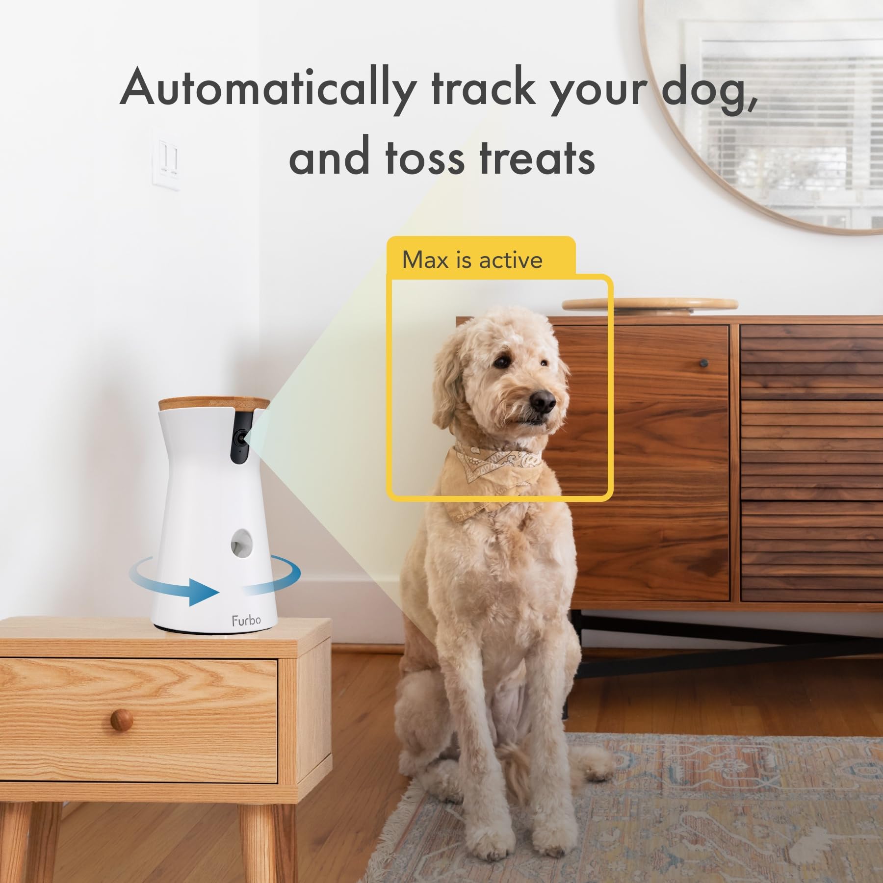 Furbo 360 Dog Camera: Home Security Camera with Barking Alerts, Rotating Pet Treat Camera with Phone App, Smart Home Indoor Pupp