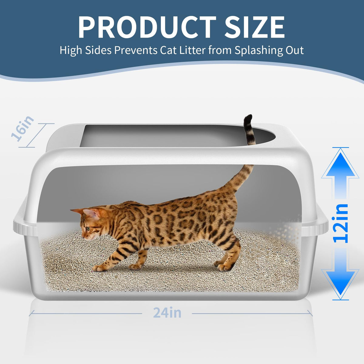Prodigen Extra Large Stainless Steel Cat Litter Box with Lid High Wall ...