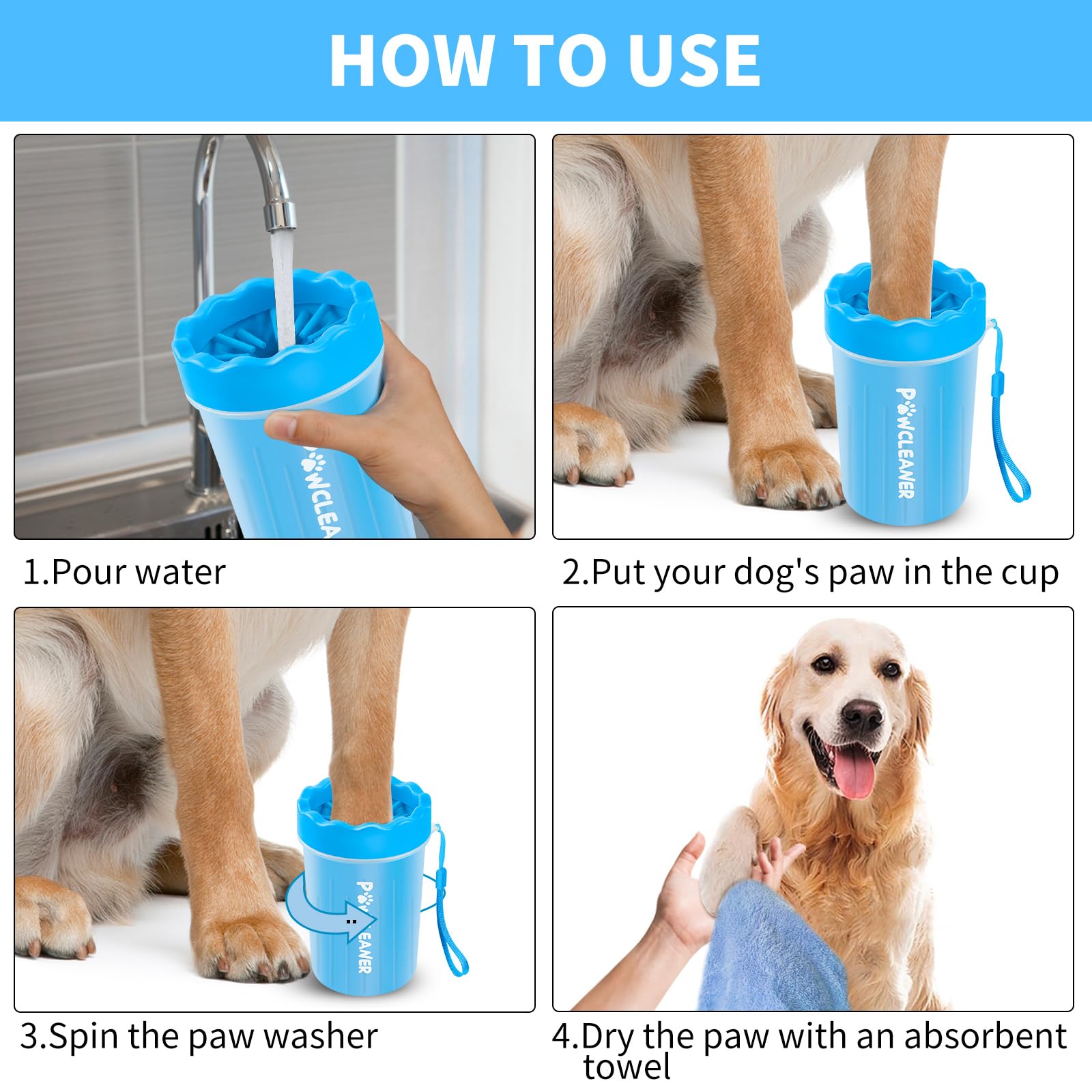 Dog Paw Cleaner, Washer, Buddy Muddy Pet Foot Cleaner For Small Medium Large Breed Dogs/Cats (With 3 Absorbent Towel)