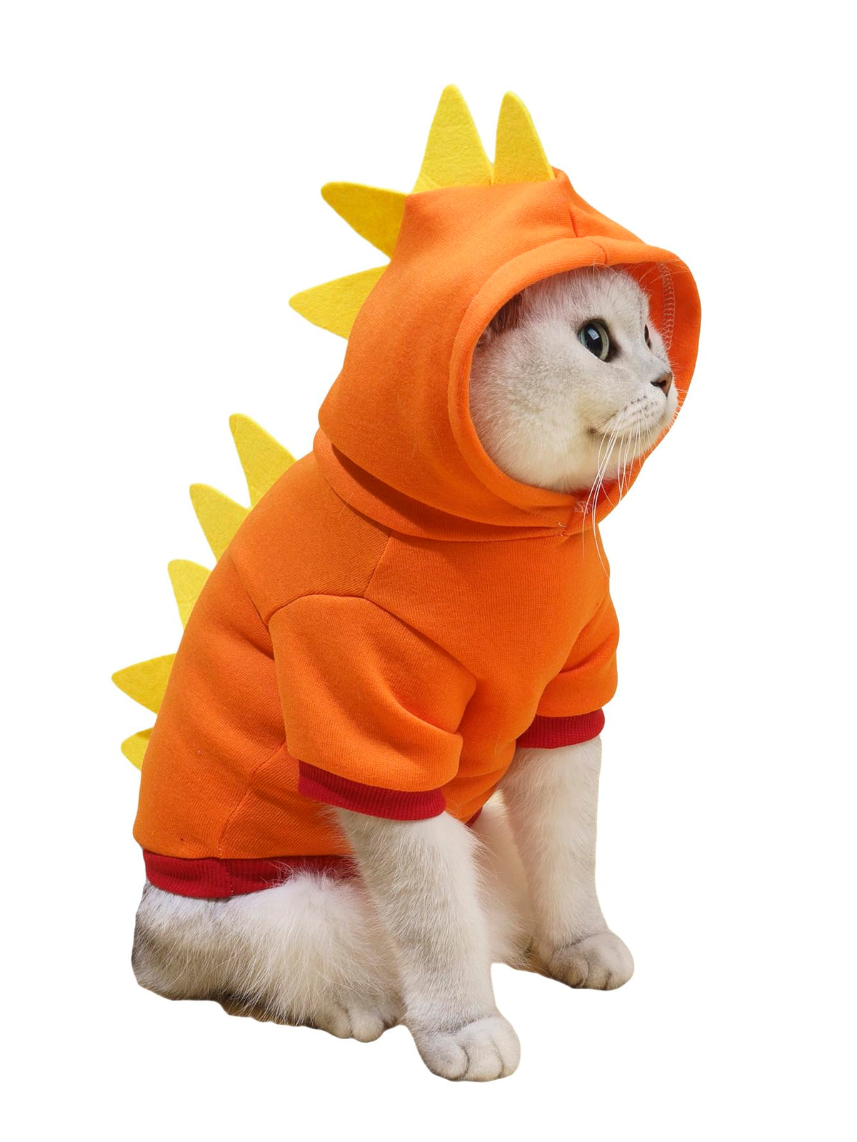 Qwinee Dinosaur Dog Hoodie Dog Warm Jacket Christmas Halloween Dog Costume Dog Clothes For Puppy Kitten Small Medium Dogs Cats Orange Xs