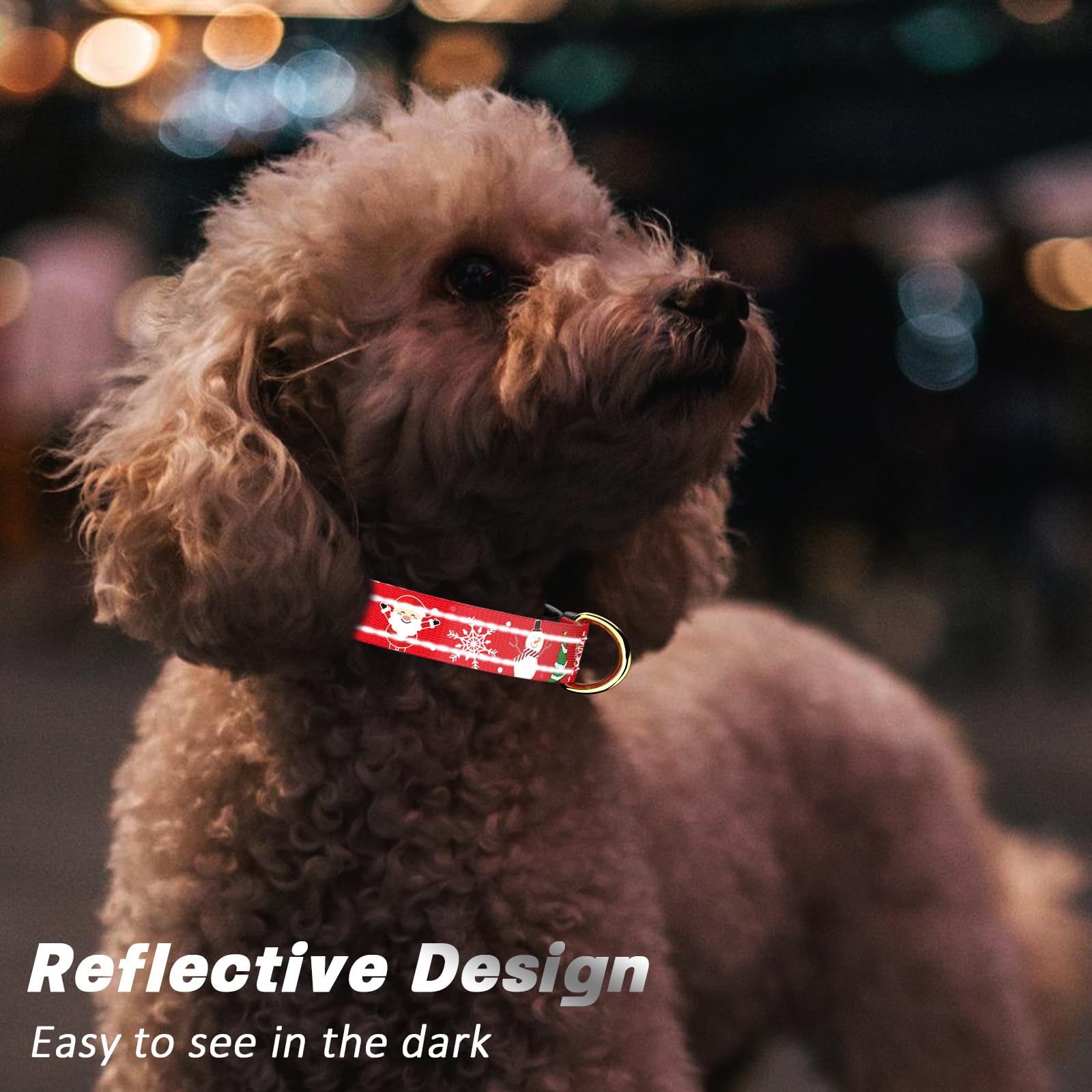 Tmoodel Reflective Dog Collar, Cute Christmas Style Dog Collars For Medium Dogs, Soft Nylon Puppy Collar For Boy And Girl Female