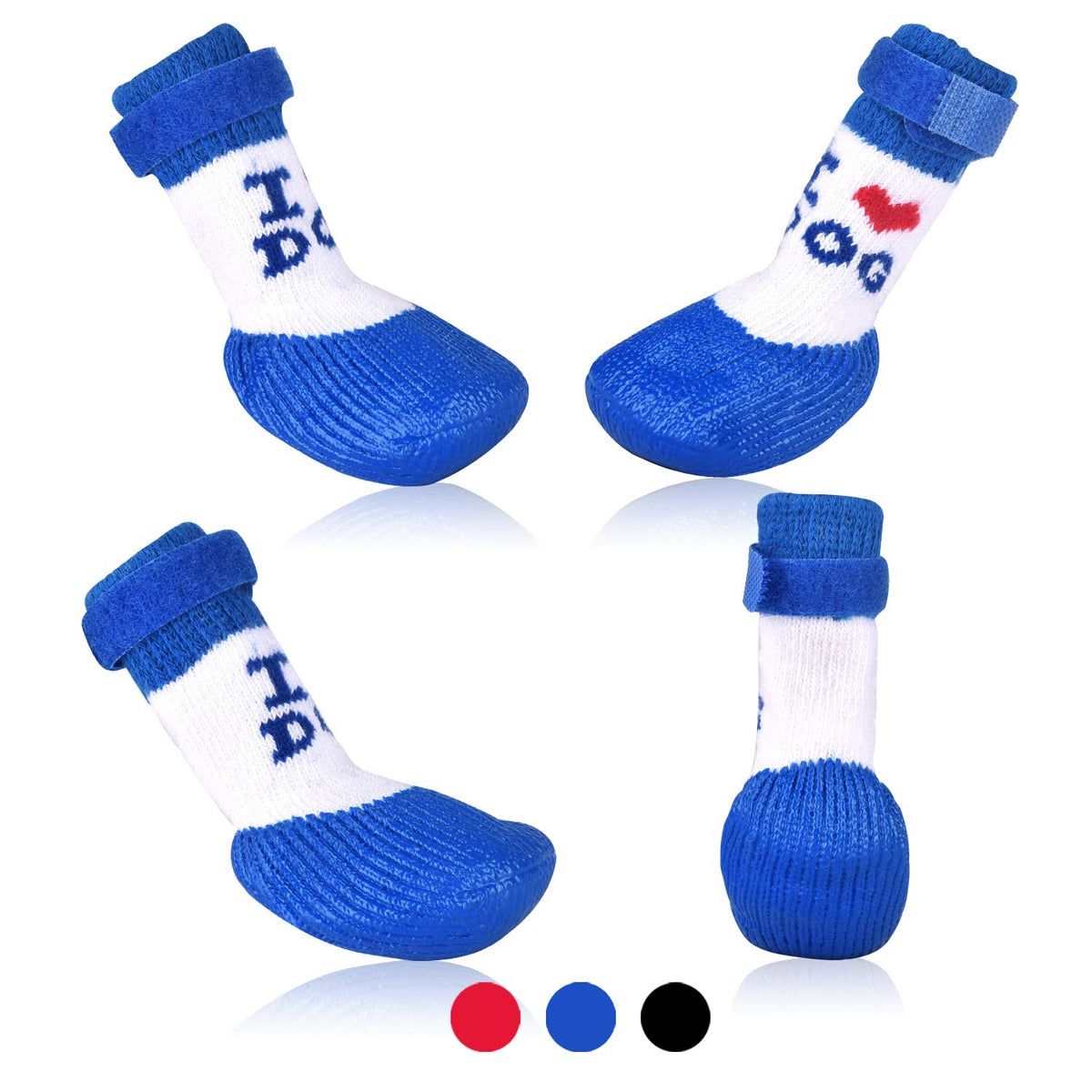 Dog Boots Shoes Socks With Adjustable Waterproof Breathable And Anti-Slip Sole All Weather Protect Paws (L, Blue(New))