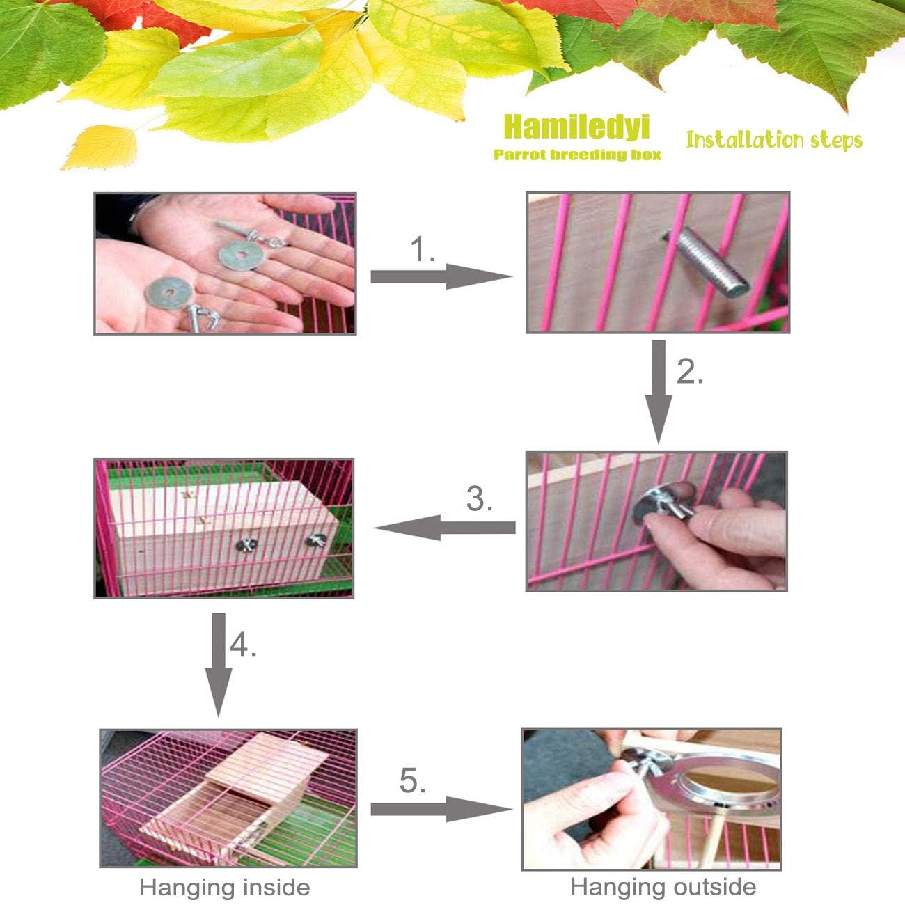 Hamiledyi 2PCS Parakeet Nesting Box Bird House Bird Nest Wood Breeding Box Parrot Mating Box for Parrot Lovebirds Cockatiel Conu