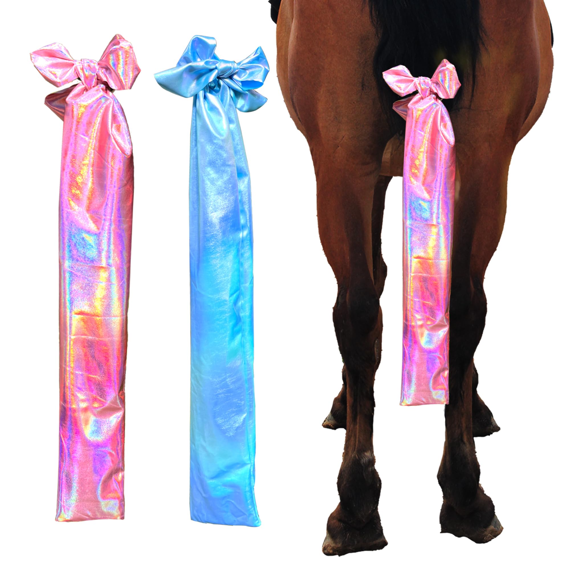 Horzmetnex Vibrant Fabric Horse Tail Bag - Unique Design For Clean And Protected Horse Tail-Set Of 2 (Fantastic Pink And Blue)