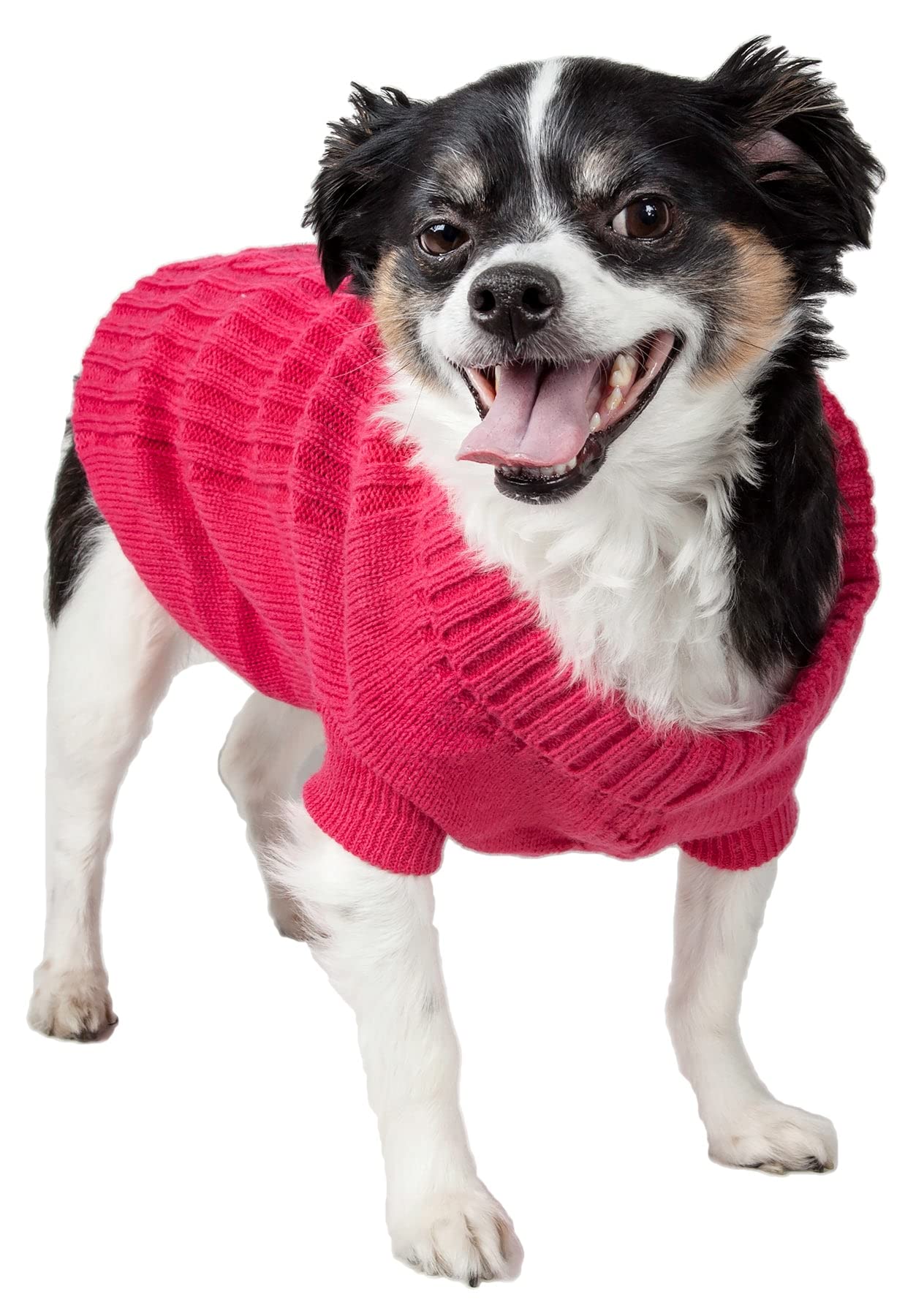 Pet Life Heavy Cotton Rib-Collared Fashion Designer Pet Dog Sweater, Small, Light Pink