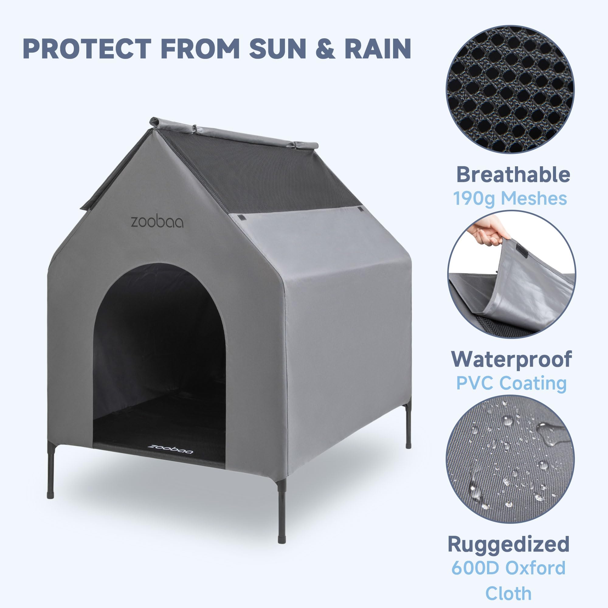 Zooba 29 2-in-1 Dog House for Medium Dogs, Elevted Dog House Outdoor/Indoor, Weatherproof Elevated Pet Shelter, Breathable Mesh