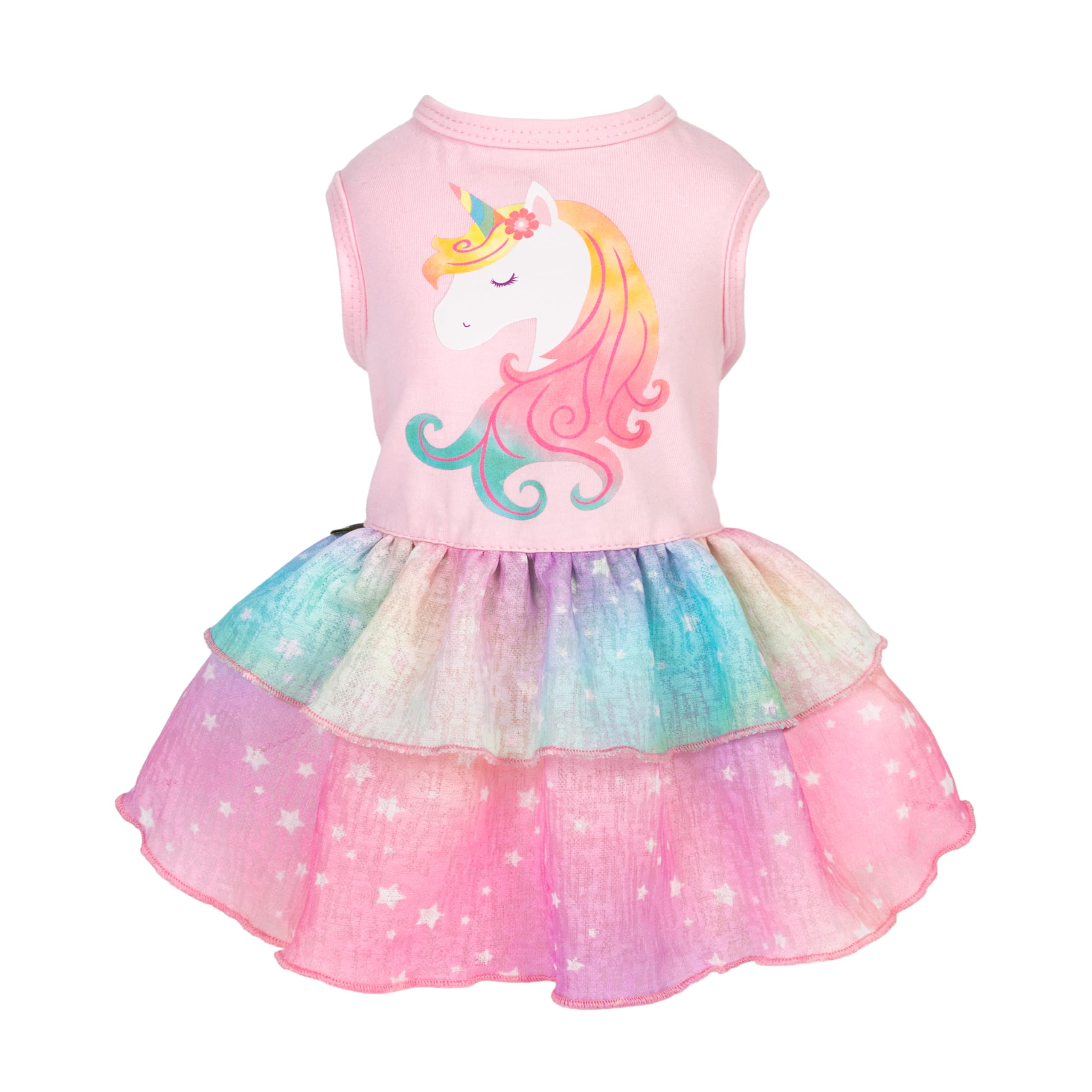 Fitwarm Rainbow Unicorn Dog Tutu Dress, Summer Clothes For Small Dogs Girl, Pet Birthday Outfit, Pink, Xxs