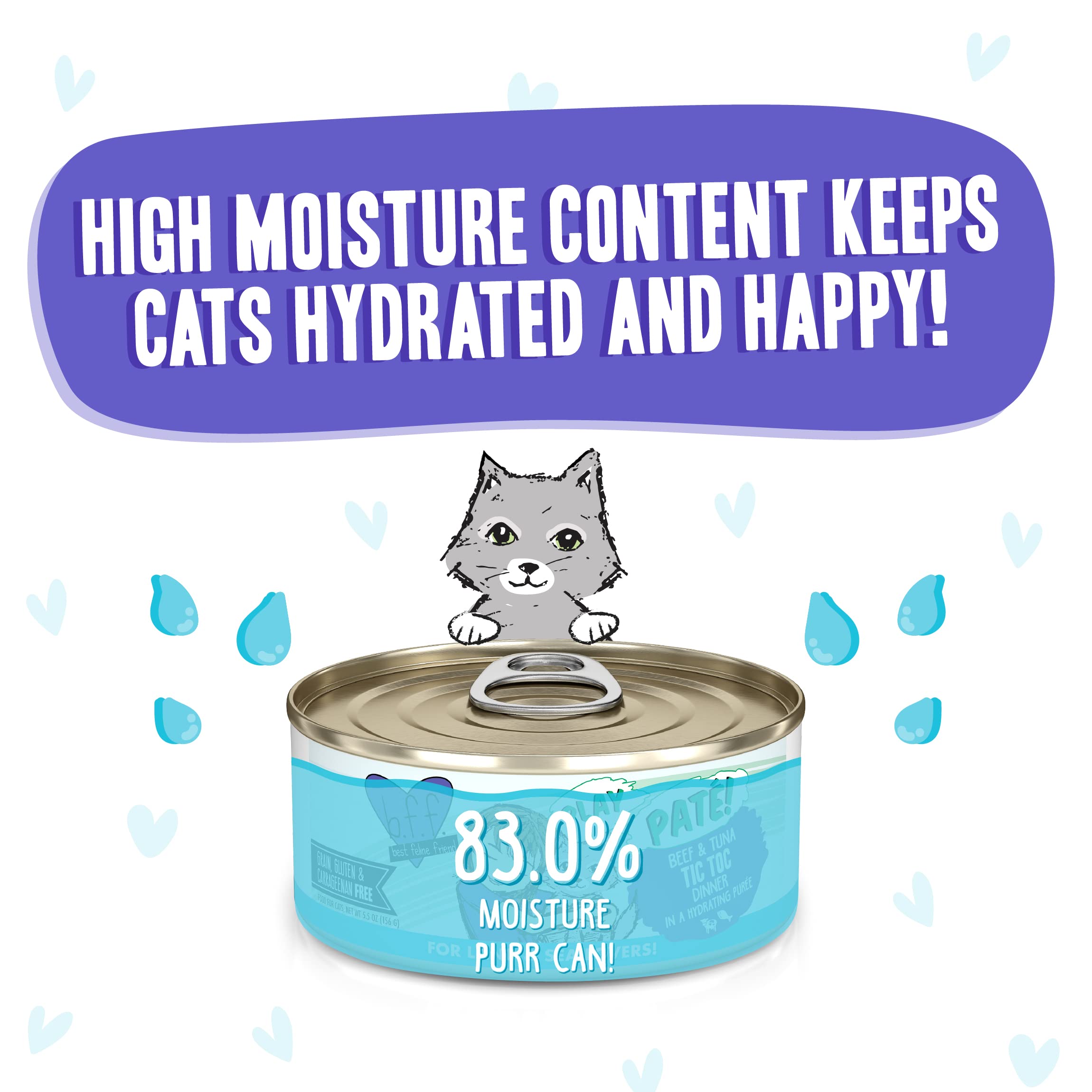 Weruva B.F.F. Play - Best Feline Friend Pat   Lovers, Aw Yeah!, Beef & Tuna Tic TOC with Beef & Tuna, 5.5oz Can (Pack of 8)