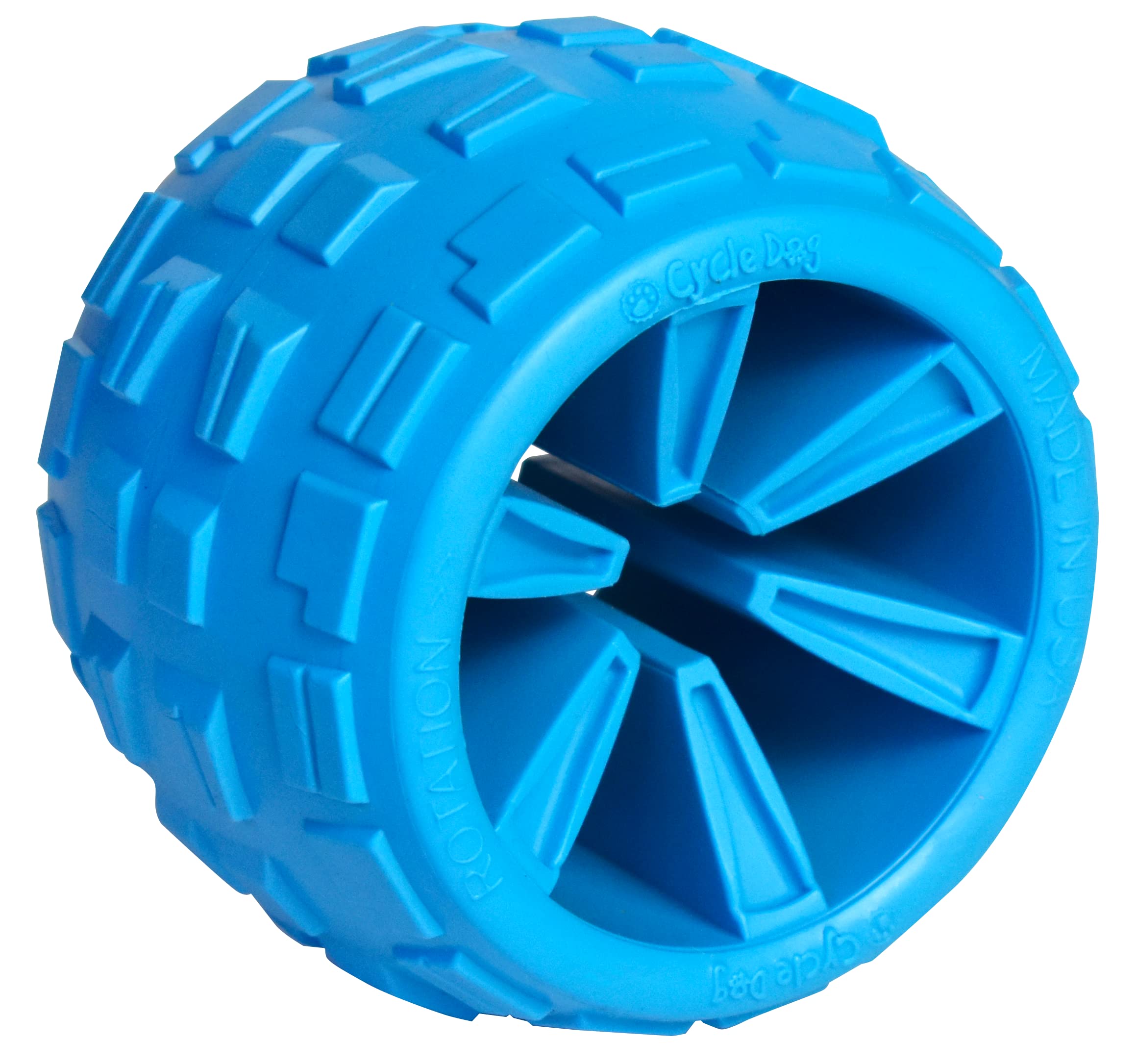 Cycle Dog High Roller Plus Medium Blue Erratic Bounce Treat Hiding Ball - Tough & Sustainable Chew Toy/Great For Play And For Aggressive Chewers/Made In Usa