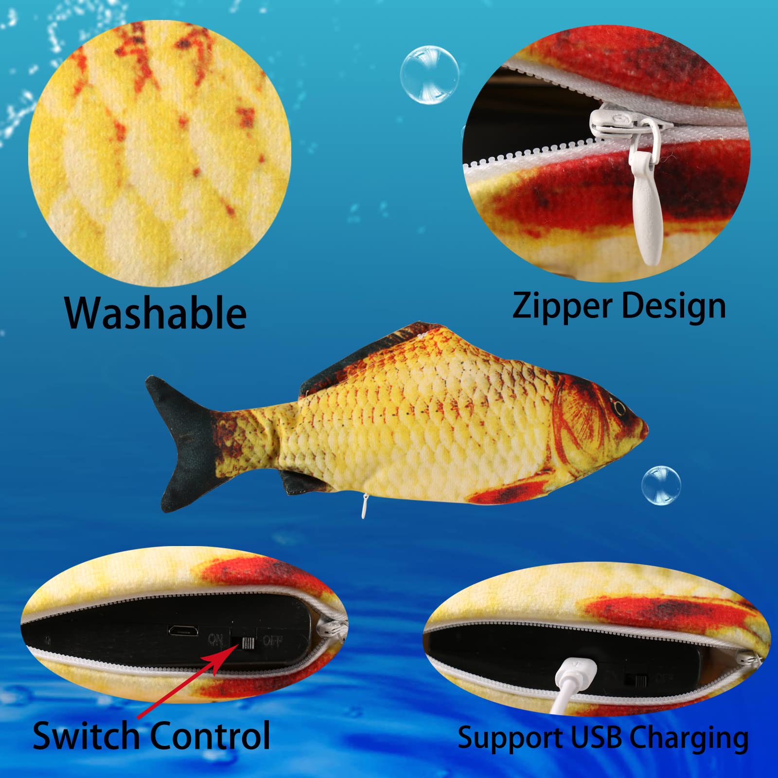 Vaiziq Flopping Fish Electric Moving Dog Fish Toy, Floppy Cat Toys For Dog Exercise, Reducing Stress For Cats And Small Dogs