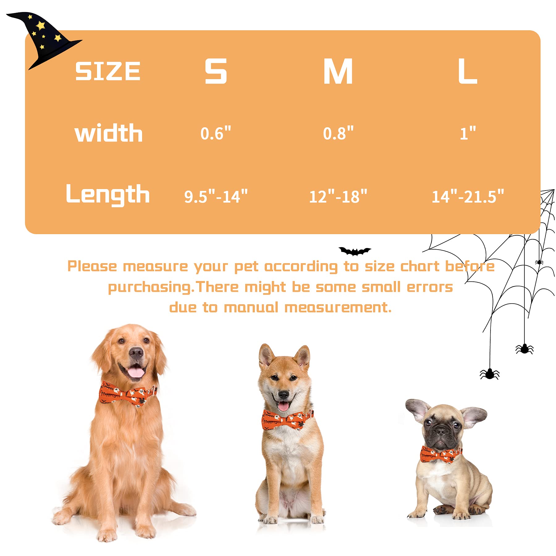 Thankspaw Soft Dog Bow Tie Collar With Classic Stylish Halloween Thanksgiving Christmas Patterns Adjustable Pet Collars For Small Medium Large Dogs