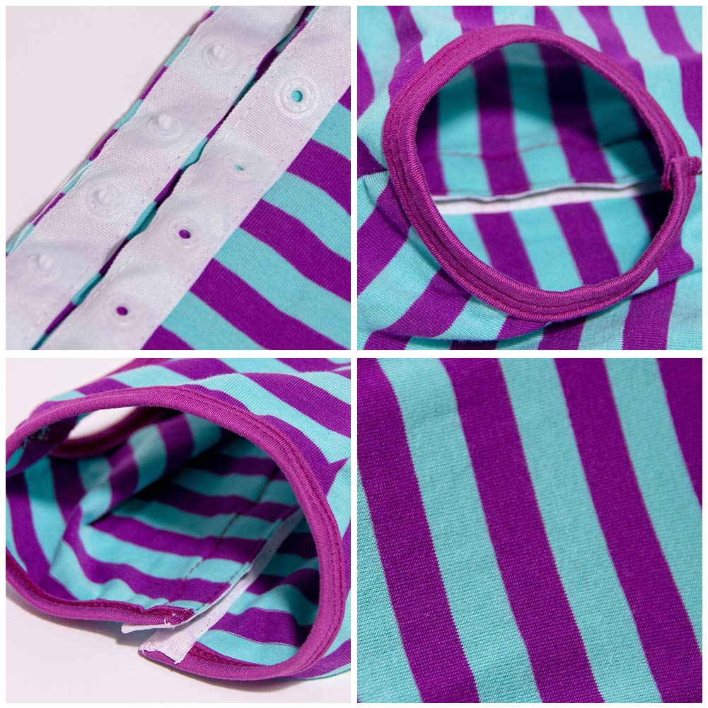 Dog’S Recovery Suit Post Surgery Shirt For Puppy, Wound Protective Clothes For Little Animals(Purple Blue Stripe-M)