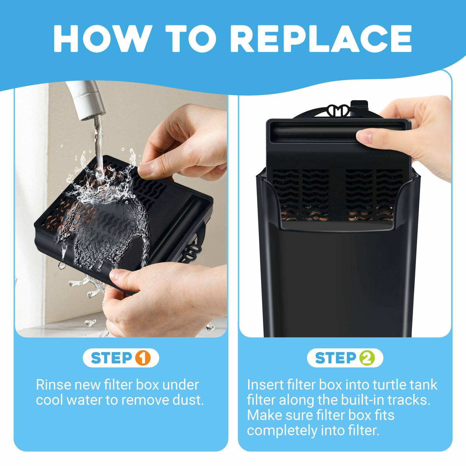 GOZILLA Aquarium Filter Cartridges, 3 Filter Boxes Suit for 16W 265GPH Low Level Water Filter, Fish Tank Filters Filtration Acce