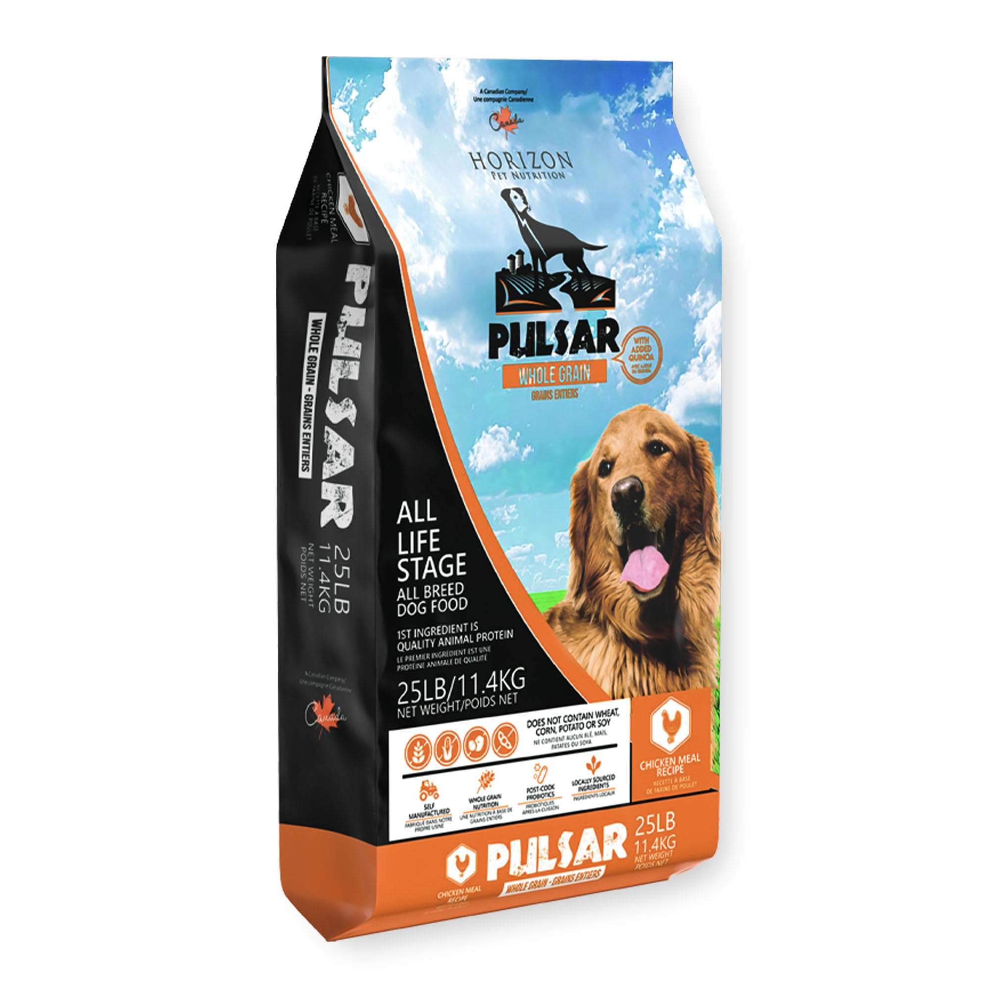 Pulsar Premium Whole Grain Dog Food | Chicken Formula | All Life Stage, Non GMO, Meat Dense Diet | 25 lb Bag