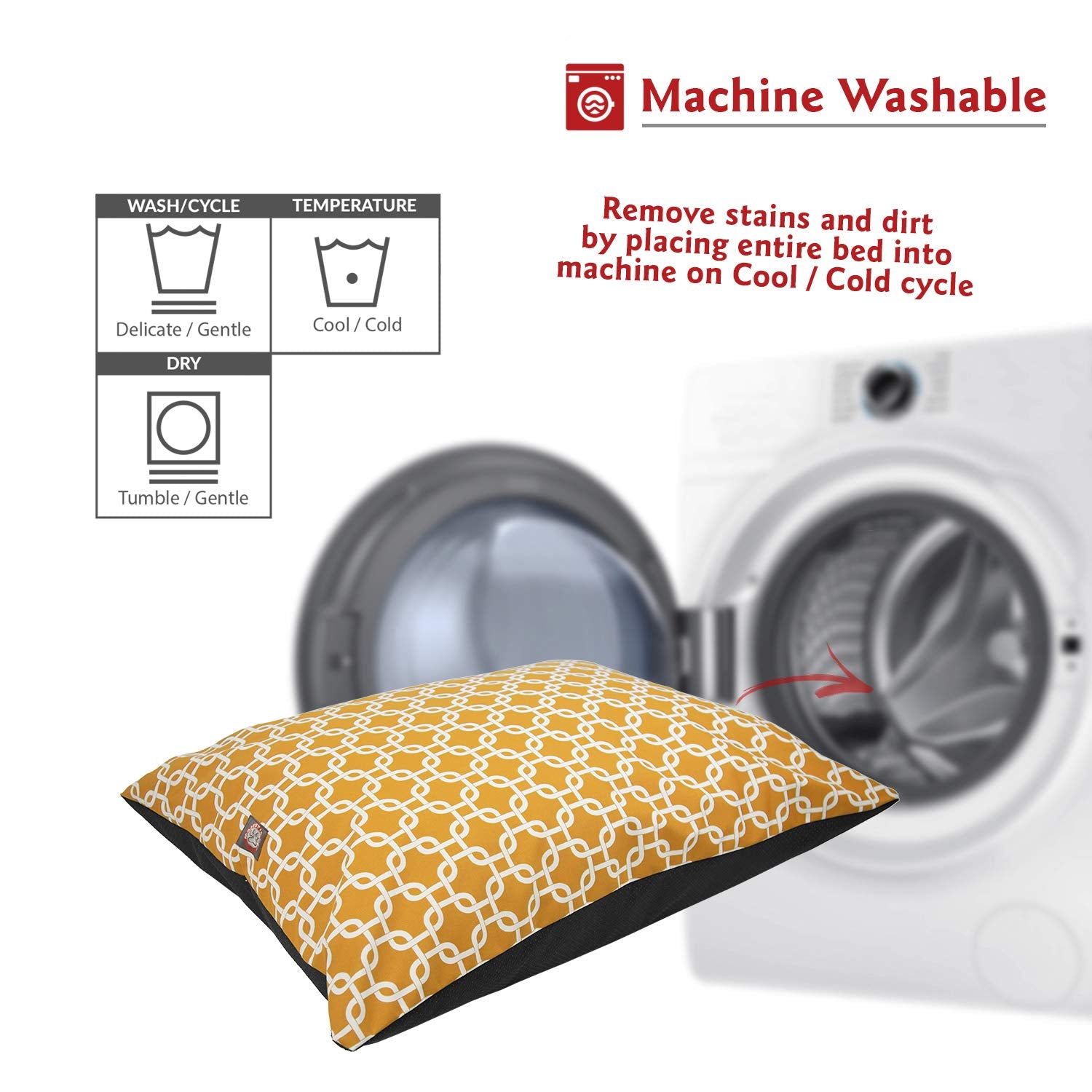 Majestic Pet Medium Rectangle Washable Non Slip Comfy Dog Bed - Crate & Kennel Bed for Medium Breed Dogs - 35 x 28 Inch - Links