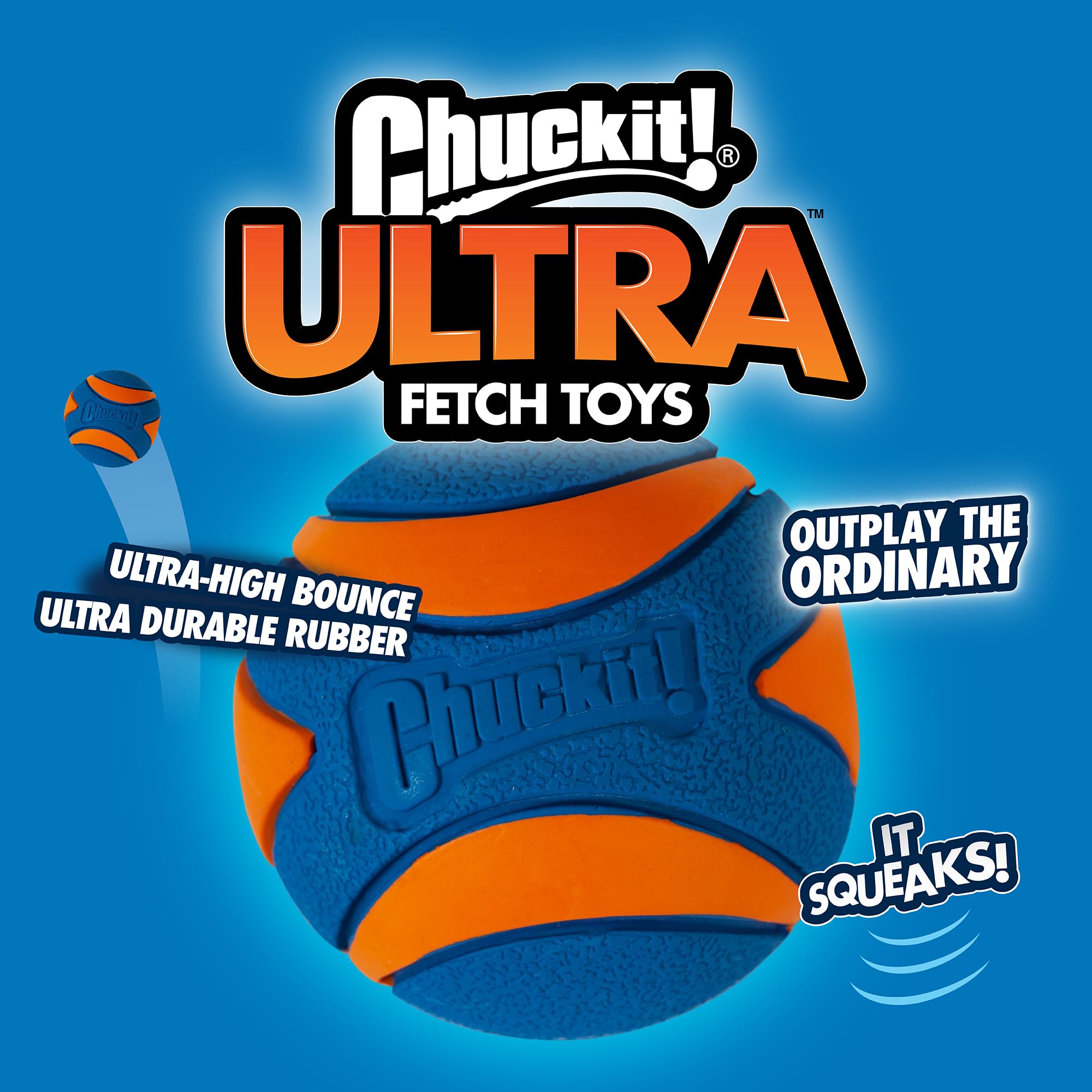 Chuckit! Ultra Ball Dog Toy - Medium Bouncy Fetch Balls for Dogs 20-60 lbs - Made from Durable Rubber - Floating Water Pet Toys