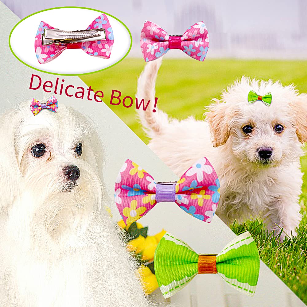 Mruq Pet 80Pcs/40Pairs Dog Bows, Bulk Cute Pet Small Dog Bows Clips 0.98X1.37 Inches, Handmade Mix Yorkie Puppy Dog Hair Groomin