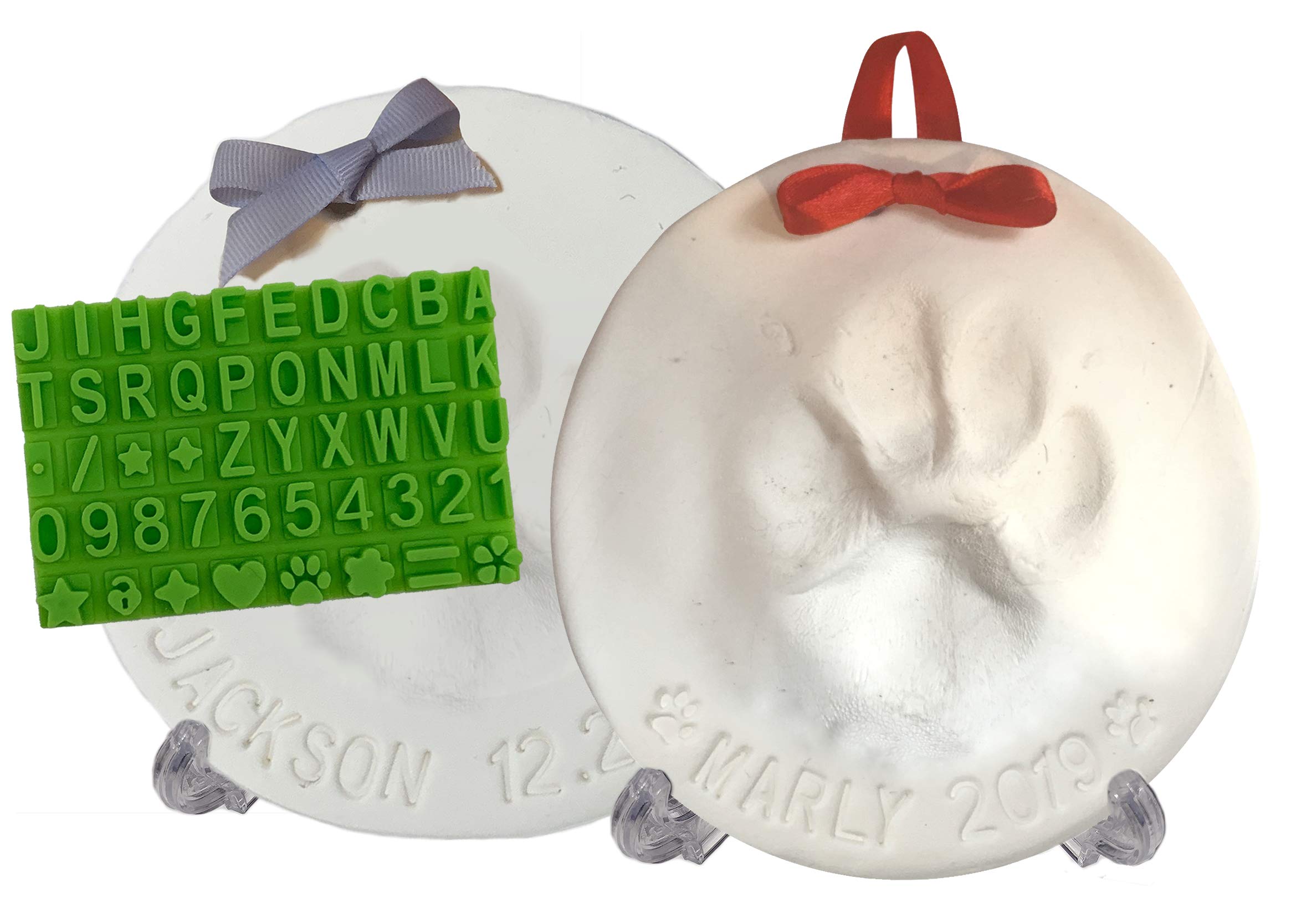 Ultimate Pawprint Keepsake Kit (Makes 2) - Paw Print Christmas Ornament W/ Bonus Personalization Tool & Display Stands! For Dogs
