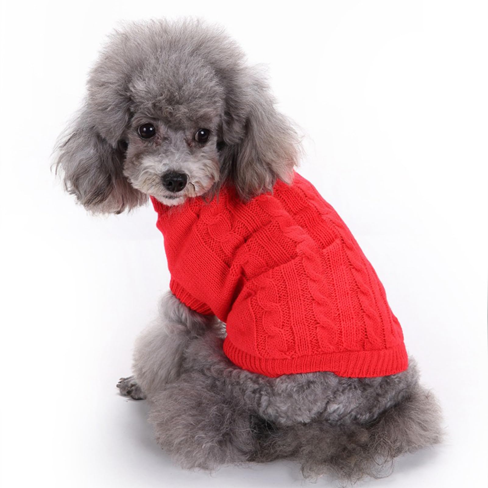 Chborchicen Small Dog Sweaters Knitted Pet Cat Warm Dog Sweatshirt Winter Clothes Kitten Puppy Sweater (Xx-Small, Red)
