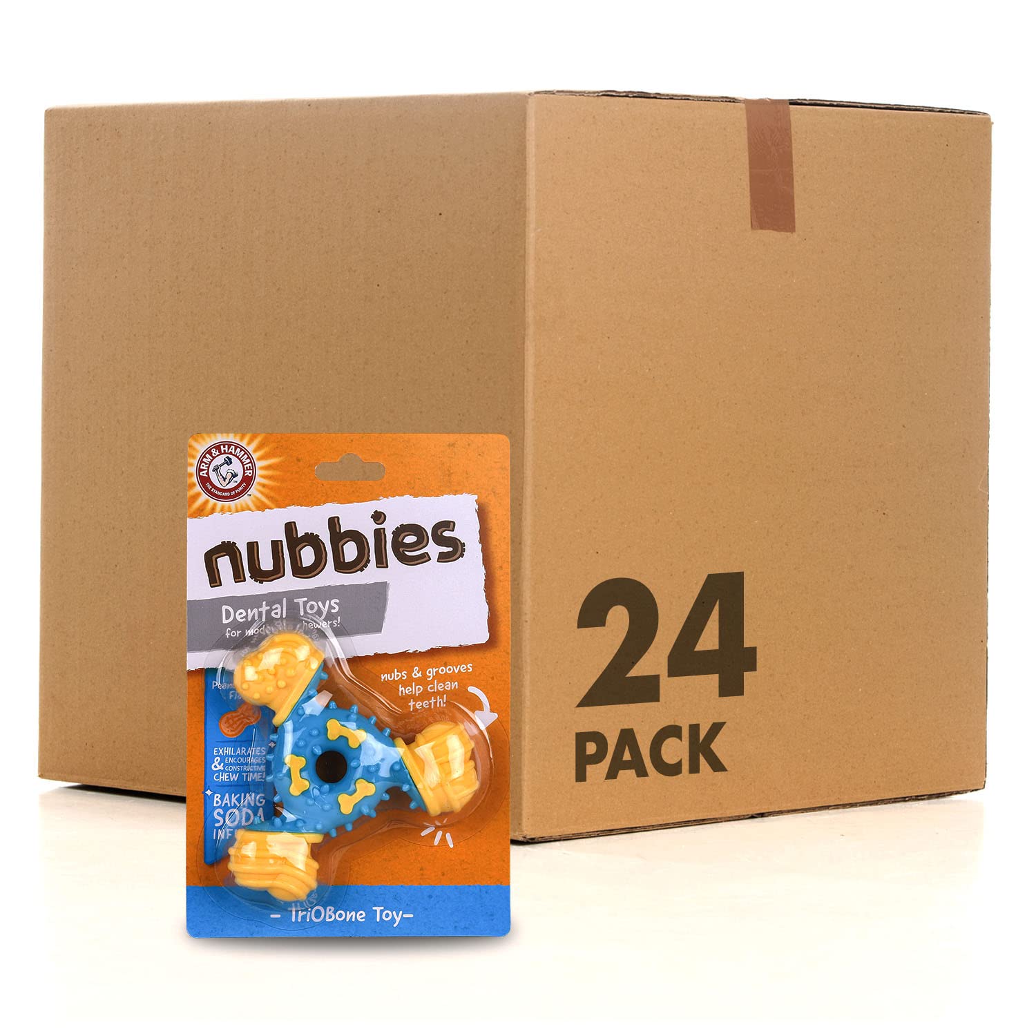 Arm & Hammer for Pets Nubbies TriBone Dog Dental Toy Best Dog Chew Toy for Moderate Chewers Dog Dental Toy Helps Reduce Plaque &