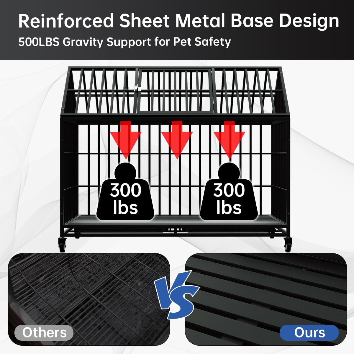 Snuowu 54 Inch Heavy Duty Dog Crate Large Dog Cage Strong Metal Dog Kennels And Crates For Large Dogs Top Open With Wheels 2 Rem