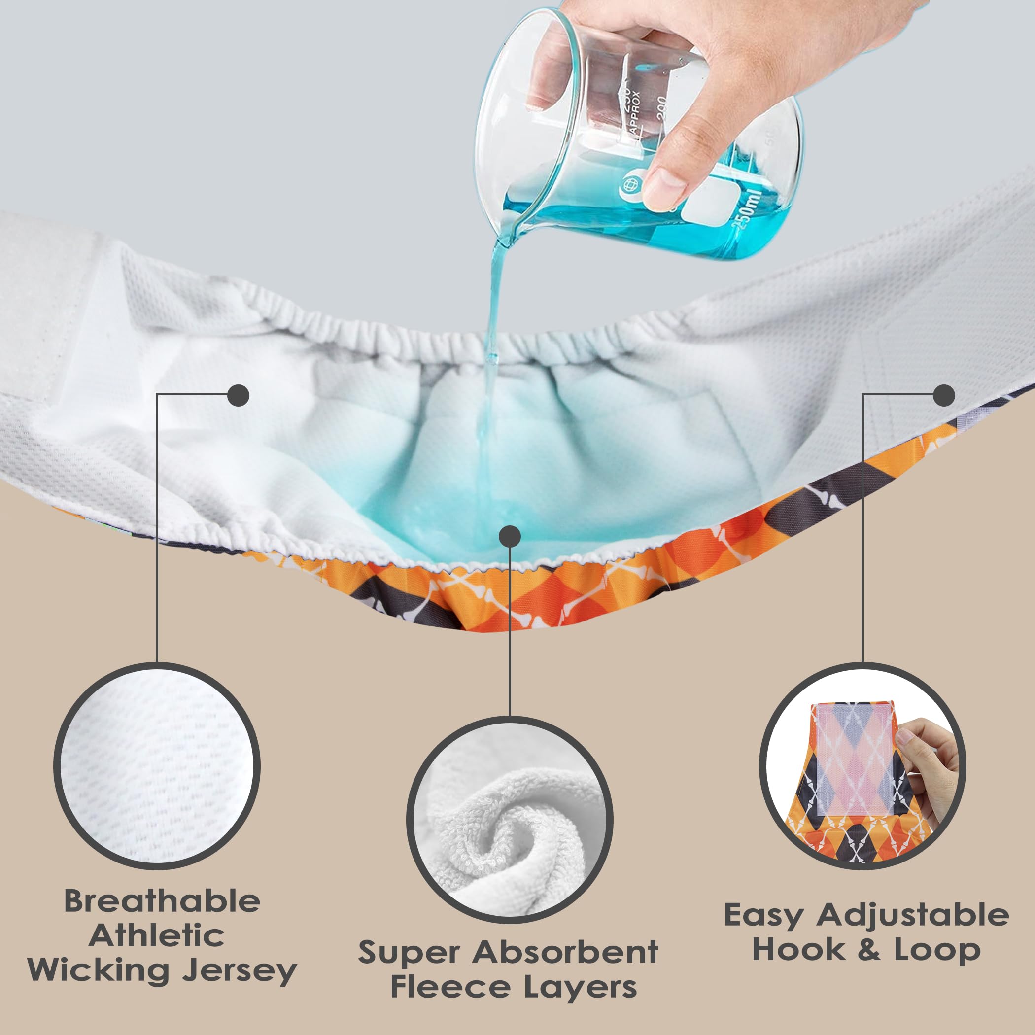 Wegreeco Washable Male Dog Belly Band (Stylish Pattern)- Pack Of 3 - Washable Male Dog Belly Wrap, Dog Diapers Male (Yellow Geometric, Medium)