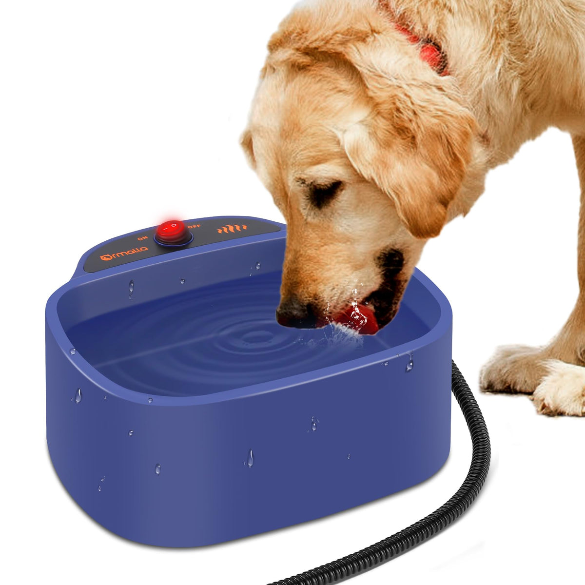 Ormalla Heated Dog Bowl, 96Oz/2.8L Outdoor Heated Water Bowl For Dogs, Cats, Chickens And Squirrels, Heated Pet Bowl With Chew Resistant Power Cord And On/Off Switch, 35W