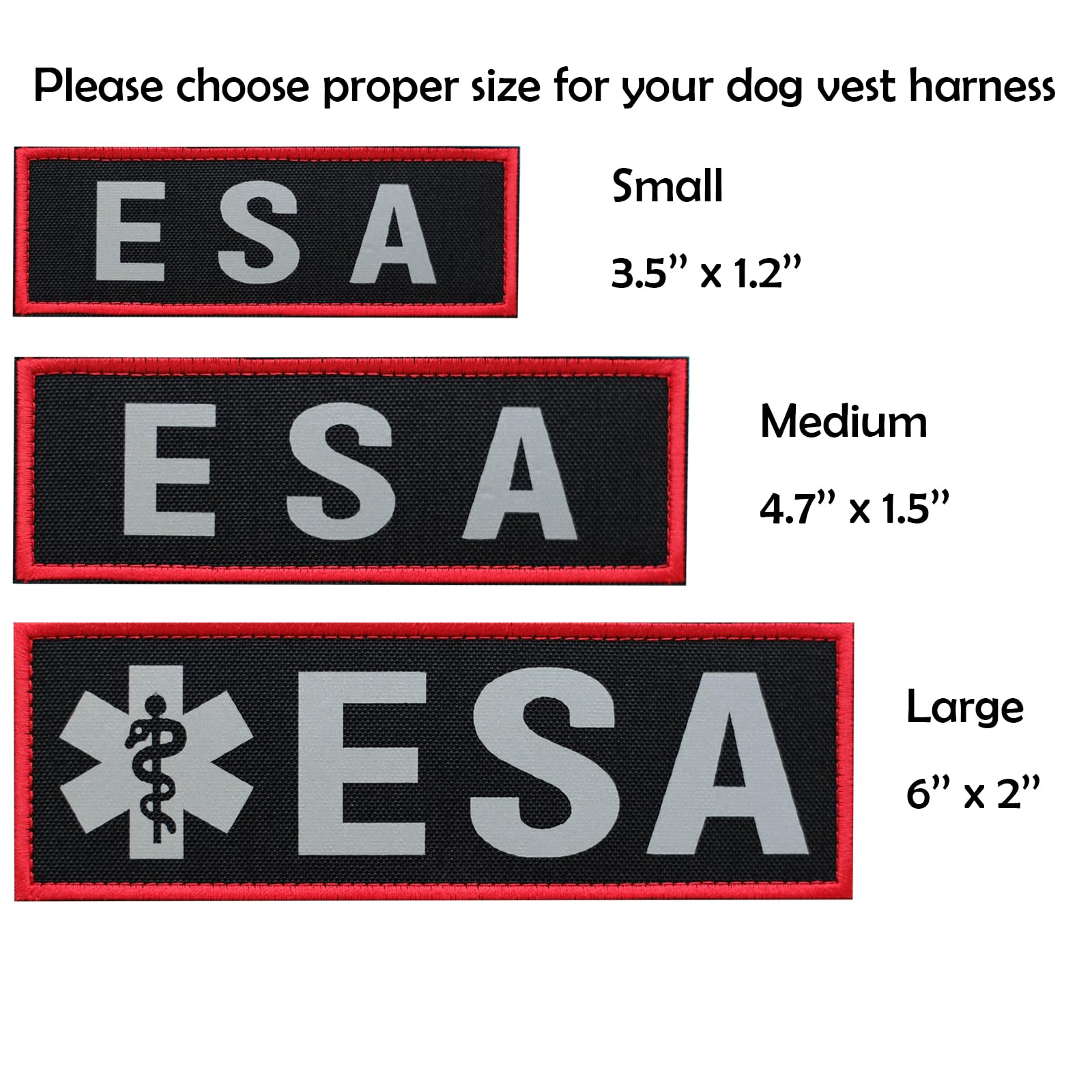 FITZNORA 2 Pcs Reflective ESA Patch with Hook and Loop Fastener, Emotional Support Animal Printed Letters Patch for Dog Vest Har