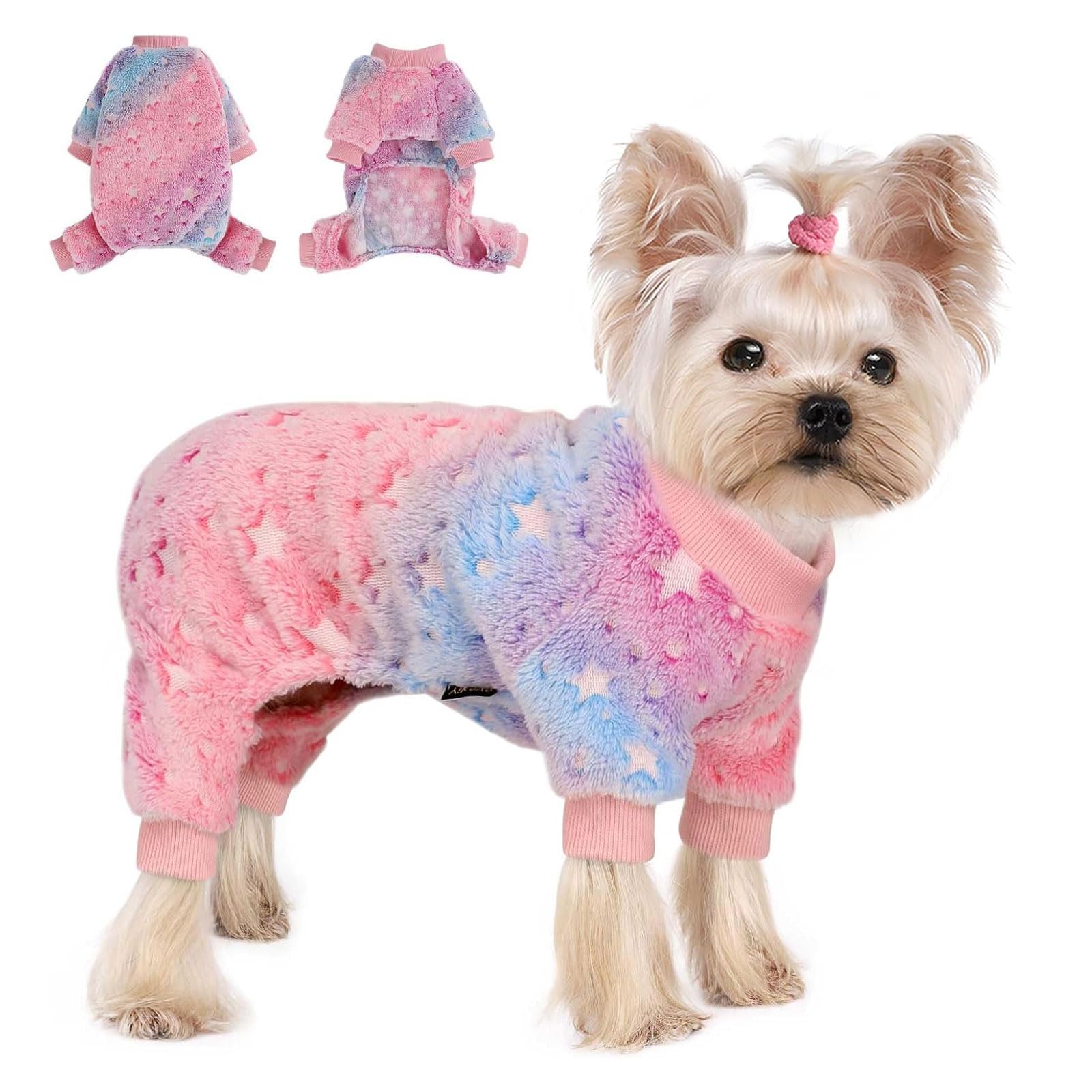 Dog Pajamas For Small Dogs, Glow In Dark Tie Dye Unicorn Pjs, Super Soft Velvet Material Chihuahua Yorkie Tiny Clothes Outfits (