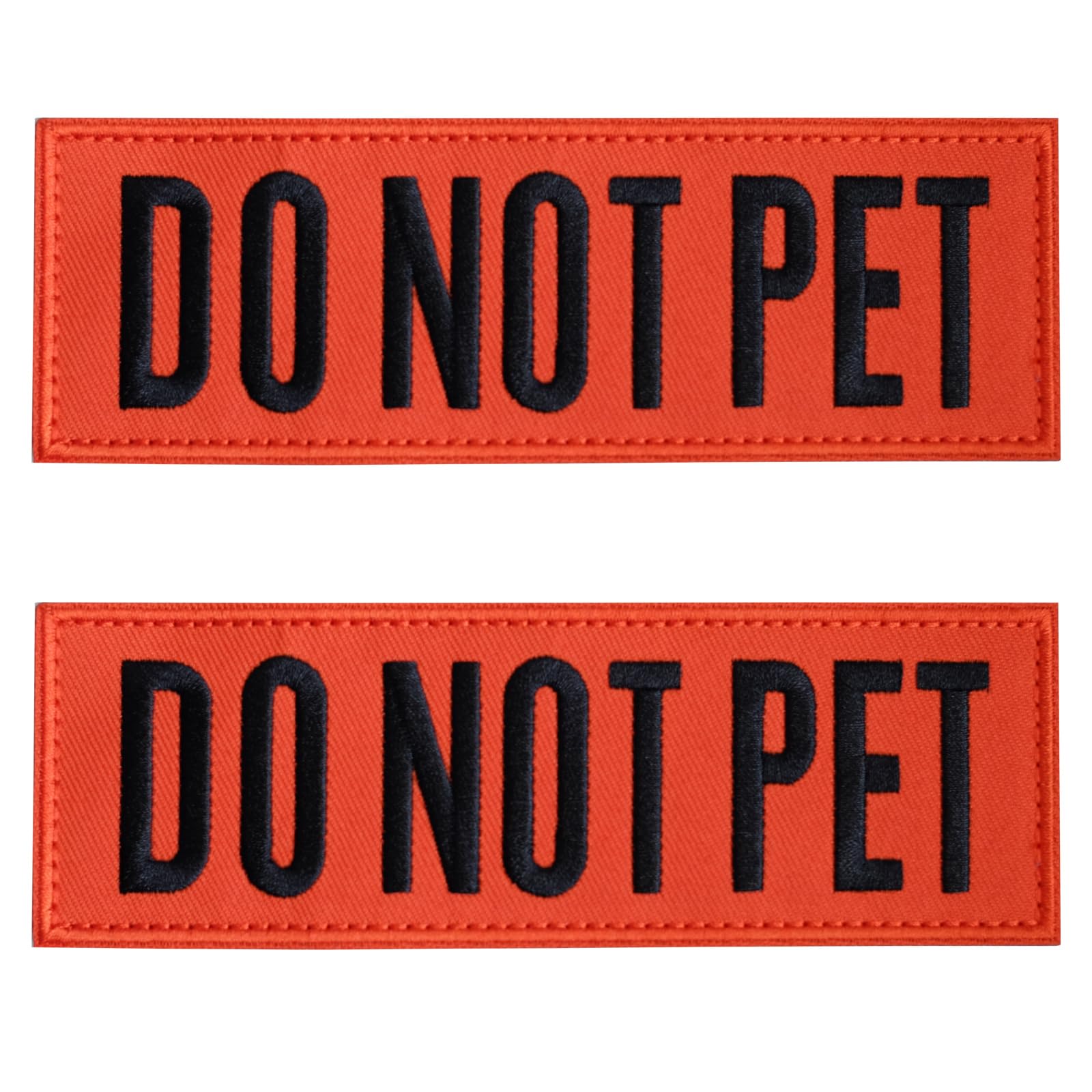 Fitznora Embroidered Do Not Pet Patches, 2 Pack Clear Sign With Hook And Loop Pieces, Easy To Read Tabs For Dog Vest Harness Col