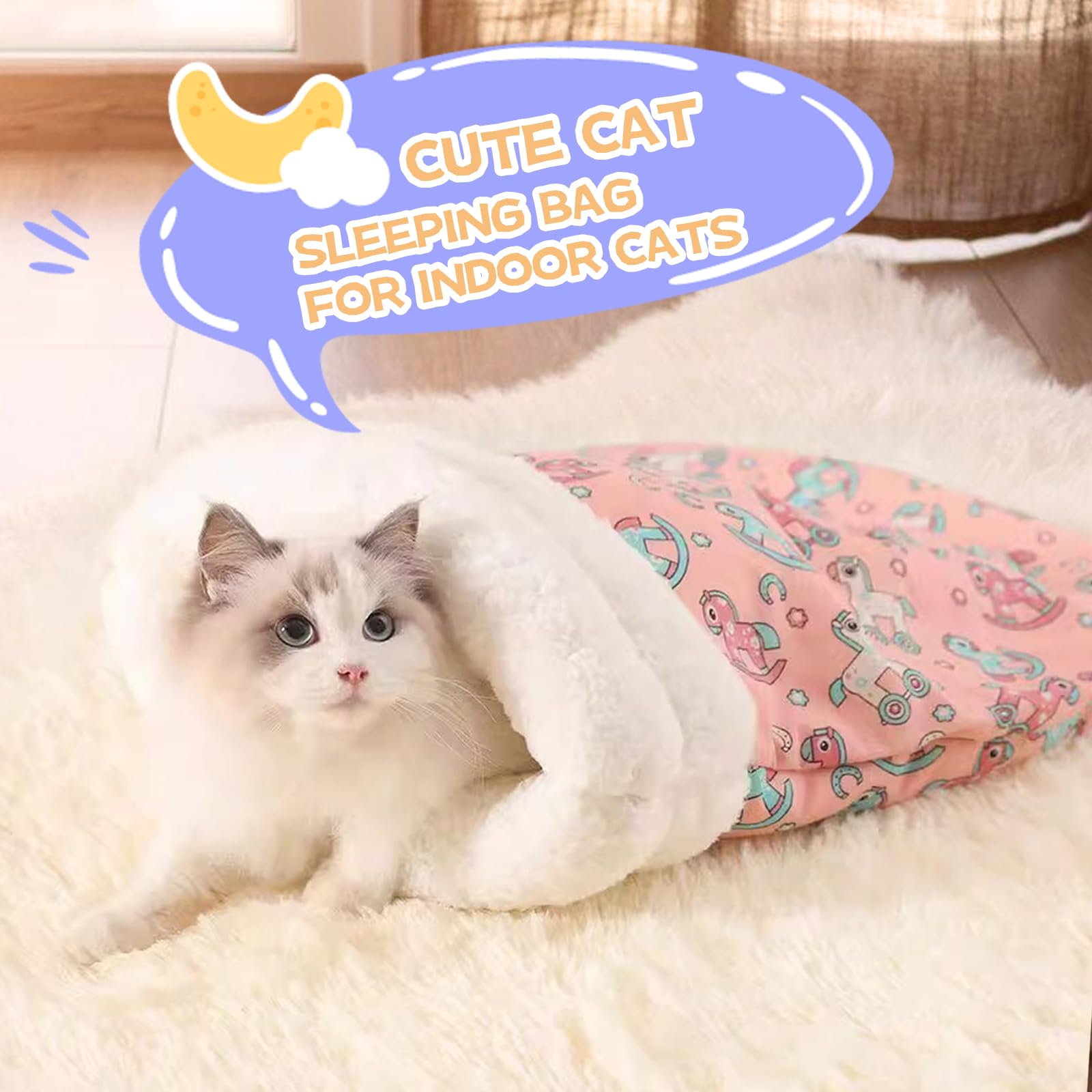 Edottbag Cat Sleeping Bag For Indoor Cats,Cat Winter Sleeping Bag,Cat Sleeping Bag,Cat Sack Bed,360 Wrap Comfortable Cat Sack,Co