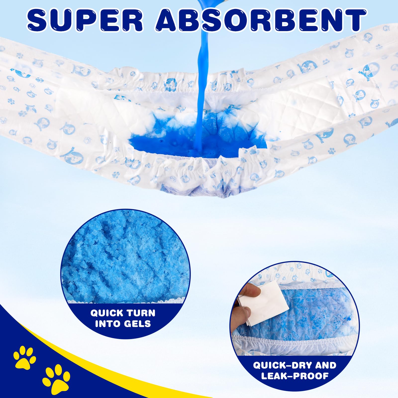 Xpcare 50 Count Disposable Male Dog Diapers, Male Dog Wraps,Super Absorbent Leak-Proof Fit (Large)