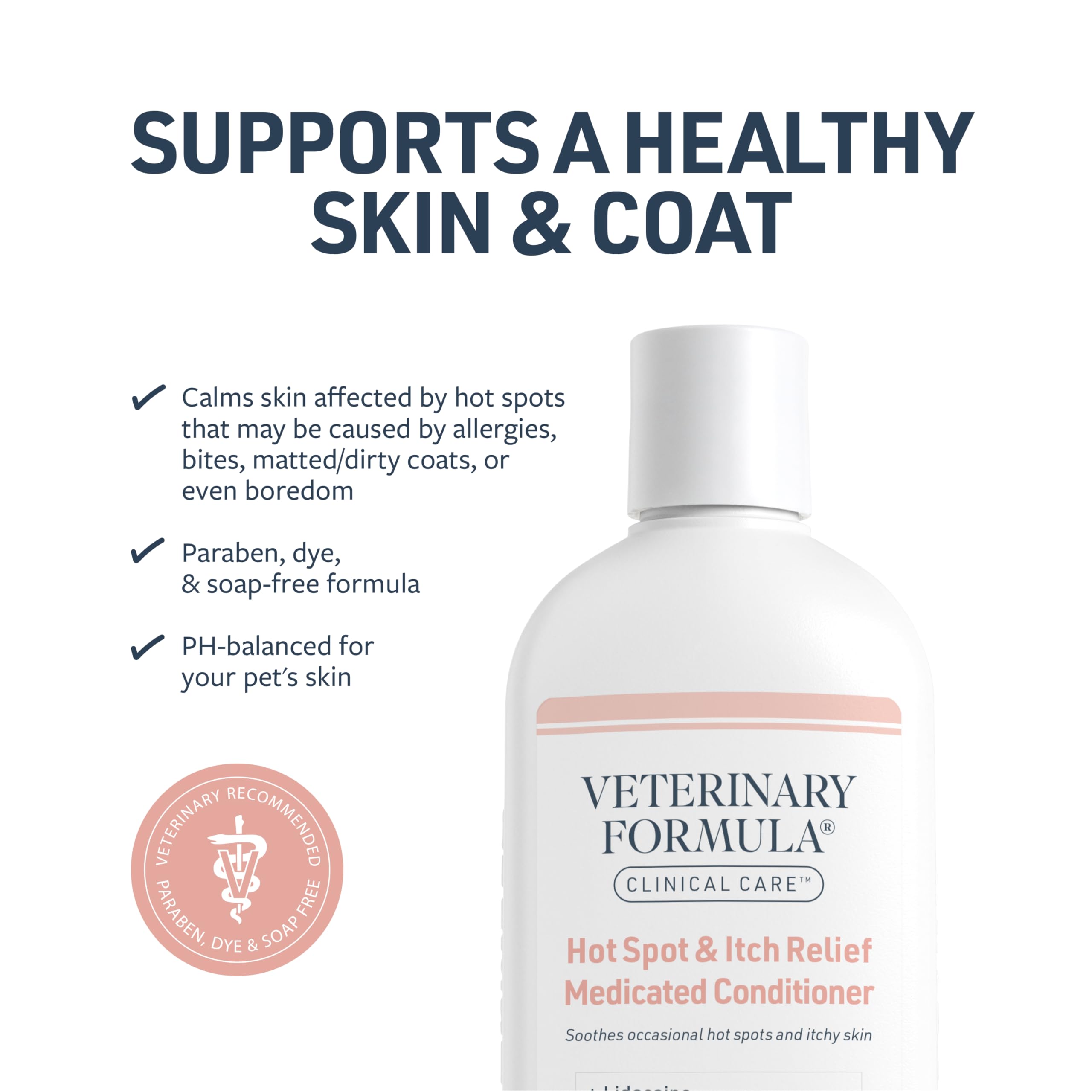 Veterinary Formula Hot Spot & Itch Relief Medicated Conditioner for Cats & Dogs, 16 oz, Oatmeal, Model FG01335