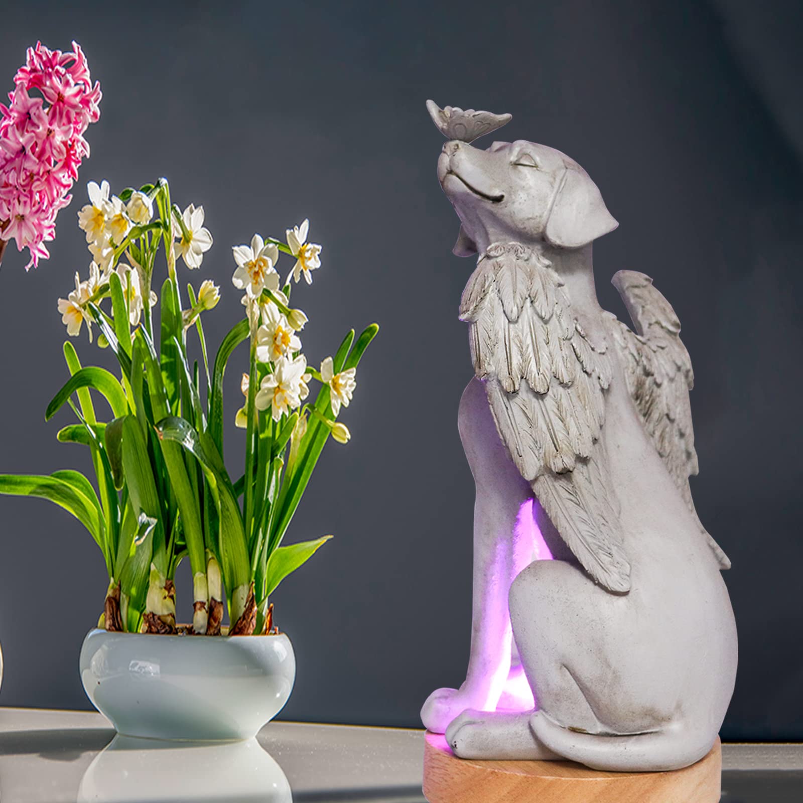 Dnoifne Angel Dog Memorial Statue, Pet Memorial Stones For Dogs, Angel Dog Memorial Gifts, Dog Passing Away Gifts, Pet Loss Gift For Dog, Garden Resin Dog Ornament, Pets Grave Marker, Tribute Statue