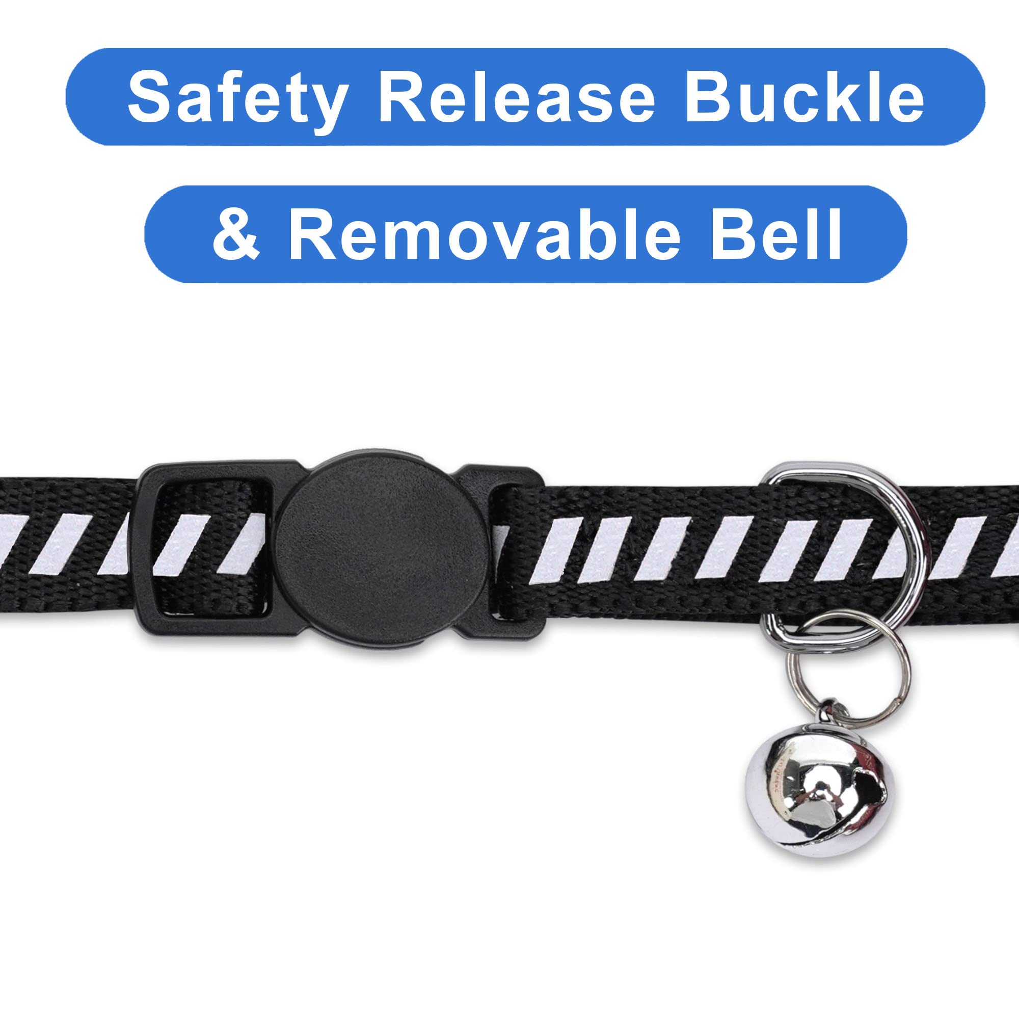 Pawtitas Personalized Cat Collar With Breakaway Safety Release Buckle Adjustable Length | Cat Collar With Custom Embroidered For Your Pet'S Name And Phone Number | Teal Cat Collar With Removable Bell