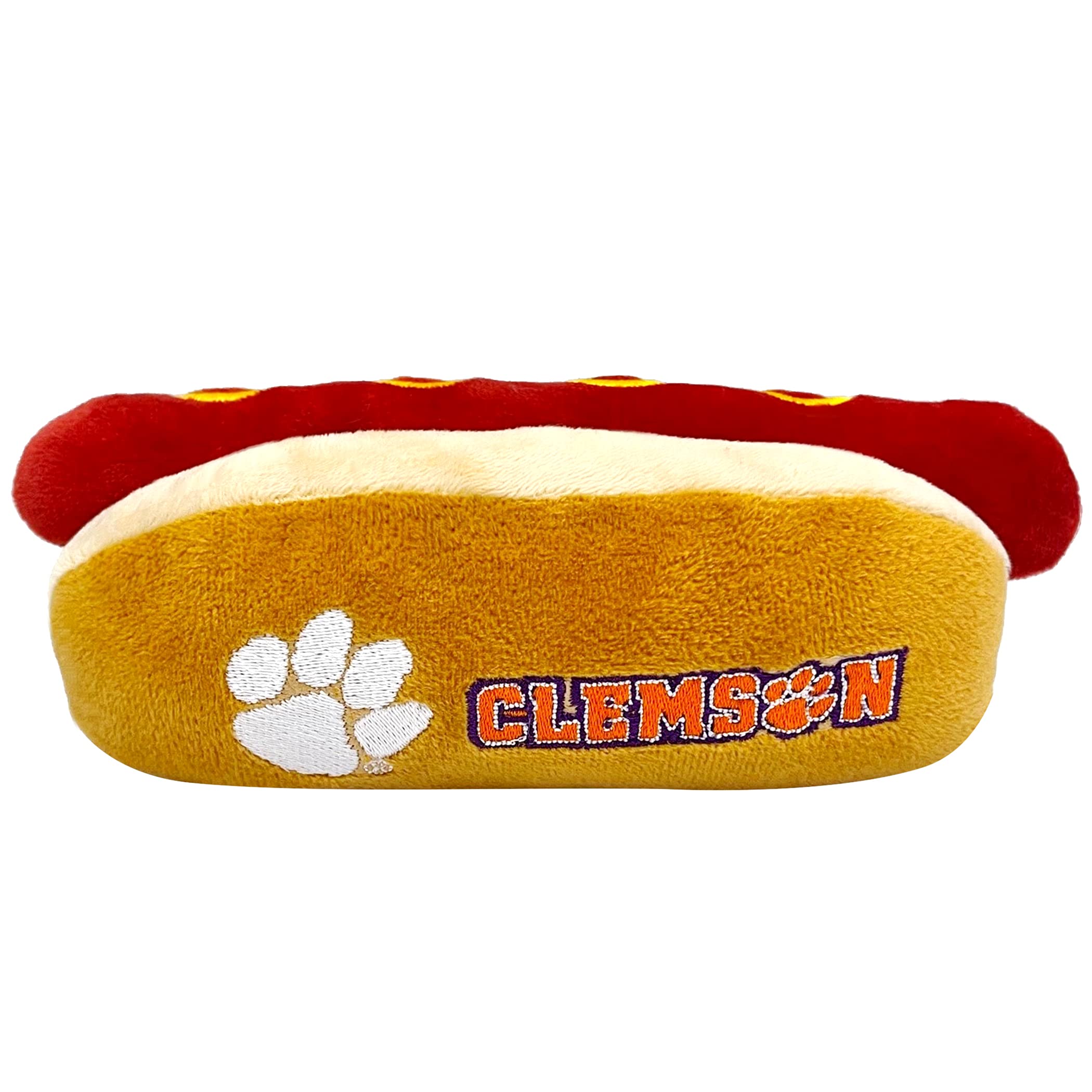 Pets First Ncaa Clemson Tigers Hot Dog Plush Dog & Cat Squeak Toy- Cutest Hot-Dog Snack Plush Toy For Dogs & Cats With Inner Squ