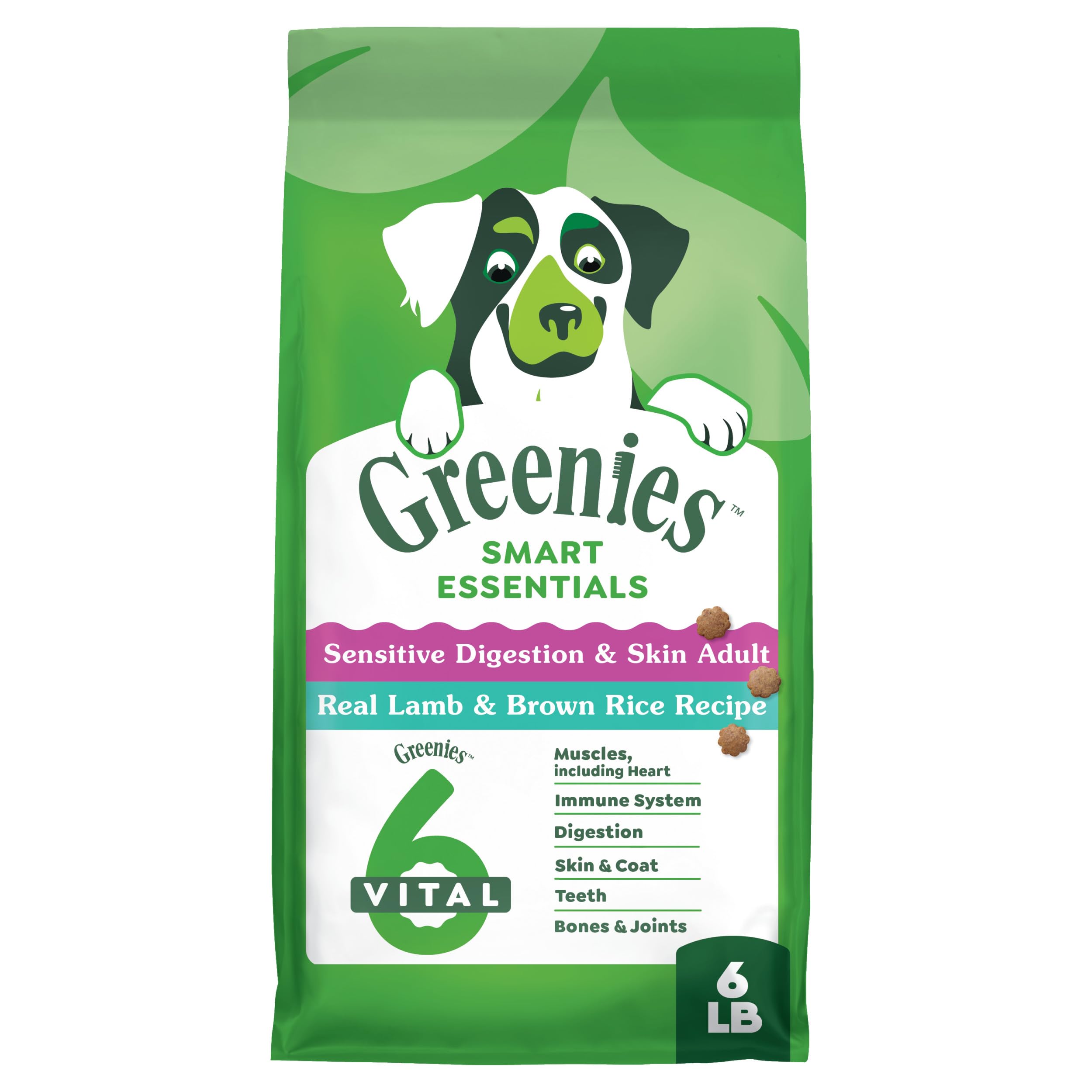 Greenies Sensitive Digestion & Skin Adult Dry Dog Food, Real Lamb & Brown Rice, 6 lb Bag