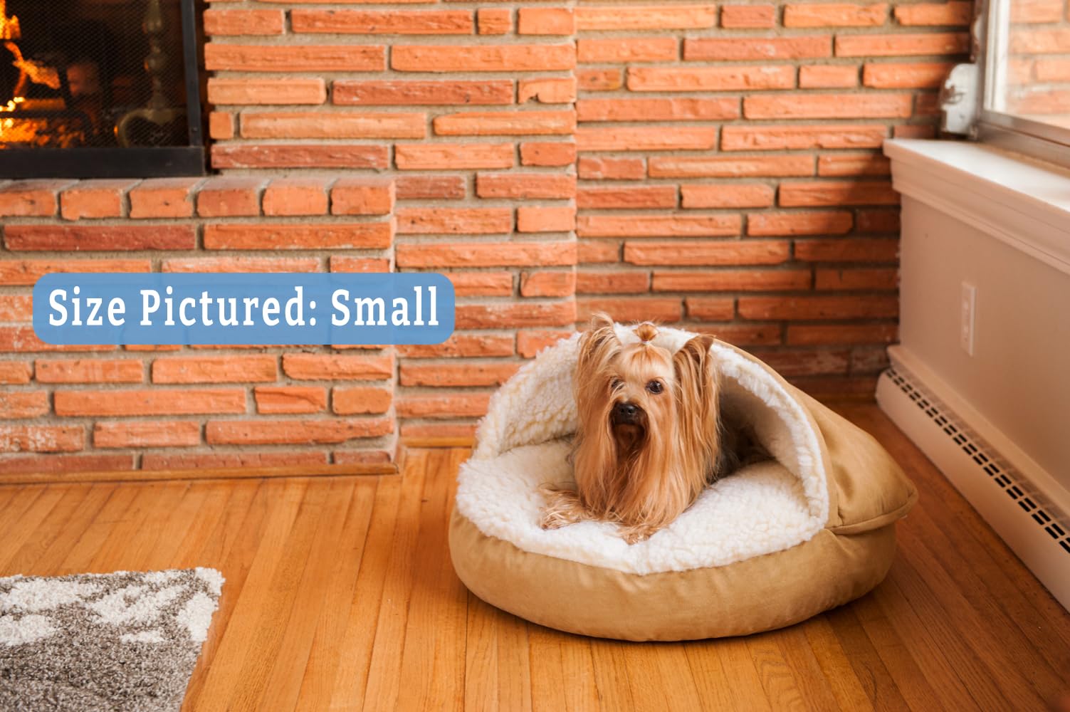 Snoozer Luxury Microsuede Cozy Cave Pet Bed, Small, Camel, Model 870-LCC, Soft and Comfortable