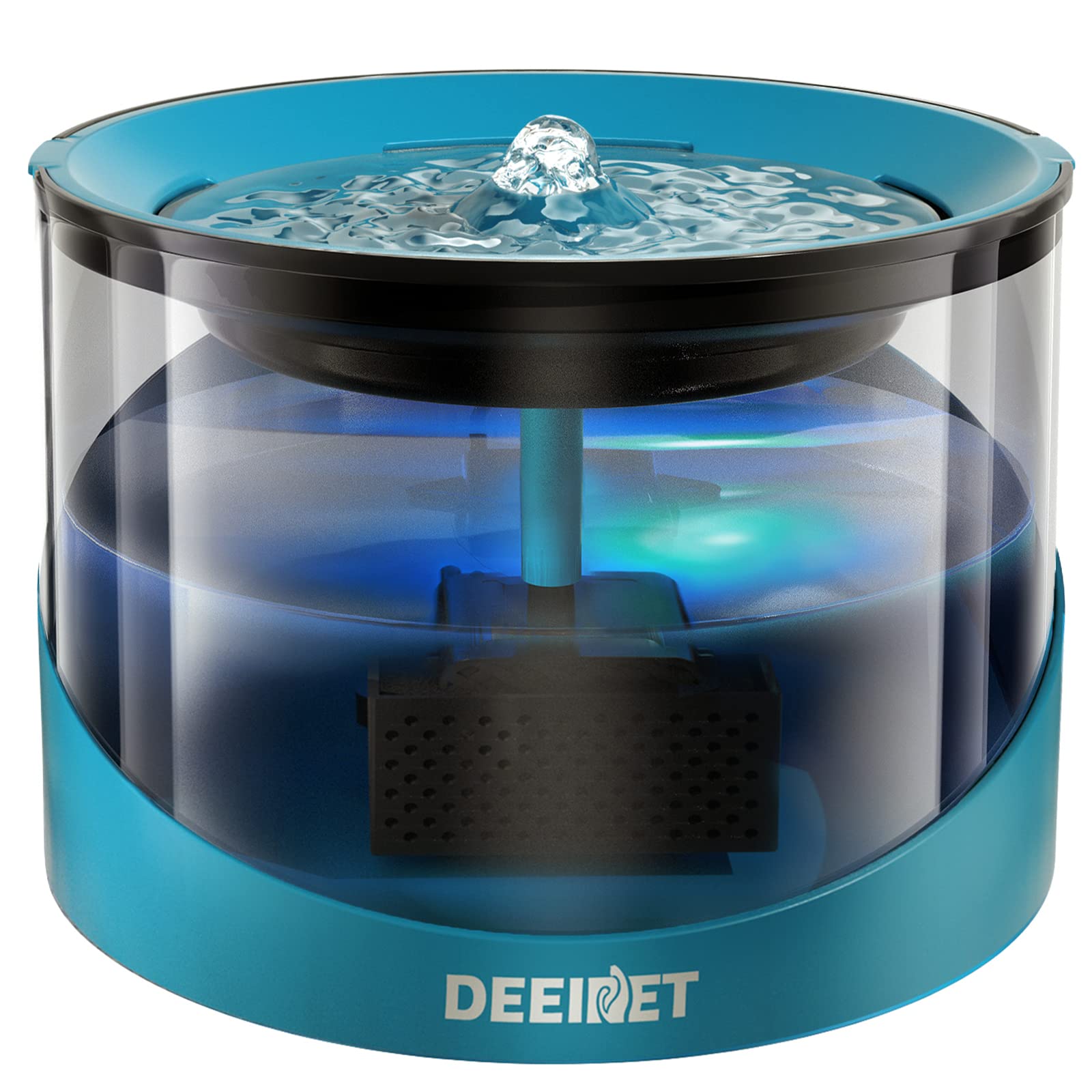DEEIPET Cat Water Fountain, 74oz/2.2L Ultra Quiet Automatic Water Dispenser for Cats Dogs with Colorful LED Indicator, Water Bow