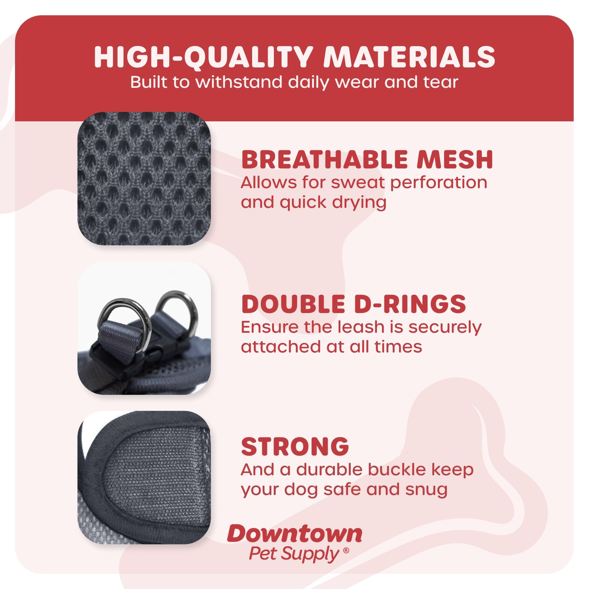 Downtown Pet Supply Step In Dog Harness For Small Dogs No Pull, Large, Charcoal - Adjustable Harness With Padded Mesh Fabric And Reflective Trim - Buckle Strap Harness For Dogs