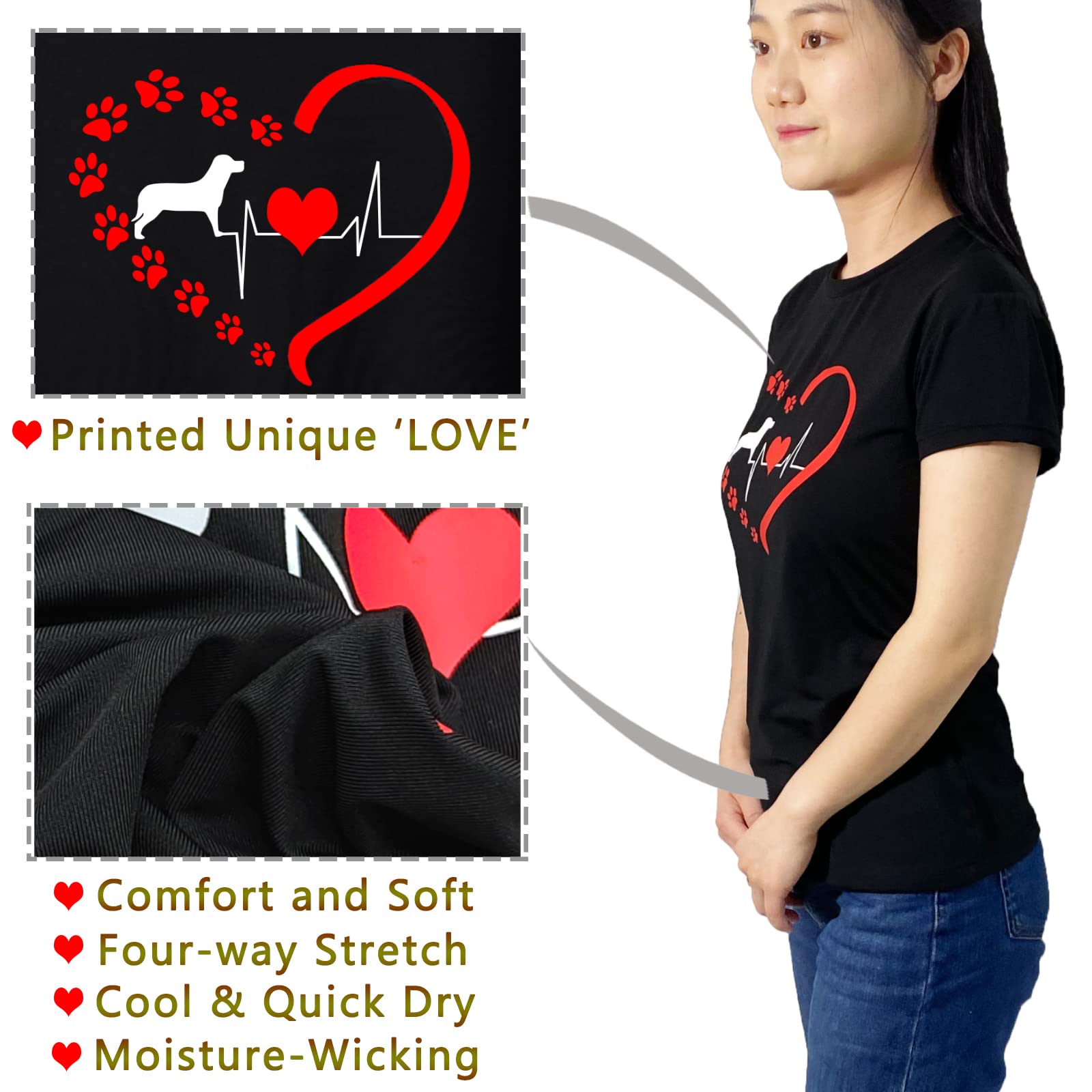 Matching Dog And Owner Shirts Heart Paw Parent-Pets Clothes Dogs&Mommy Sweatshirt Summer Tops Shirt Family Matching Clothes Sport Outfits Puppy Vest Cool Apparel For Small Medium Large Dogs