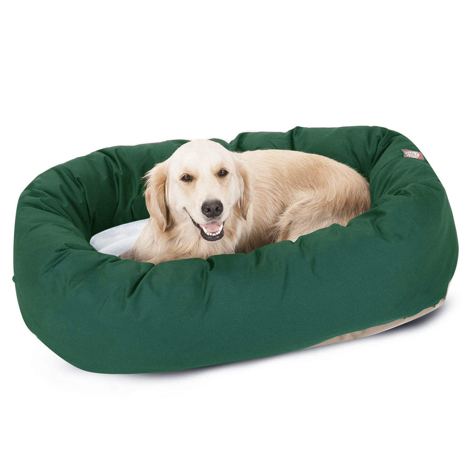40 Inch Green & Sherpa Bagel Dog Bed By Majestic Pet Products
